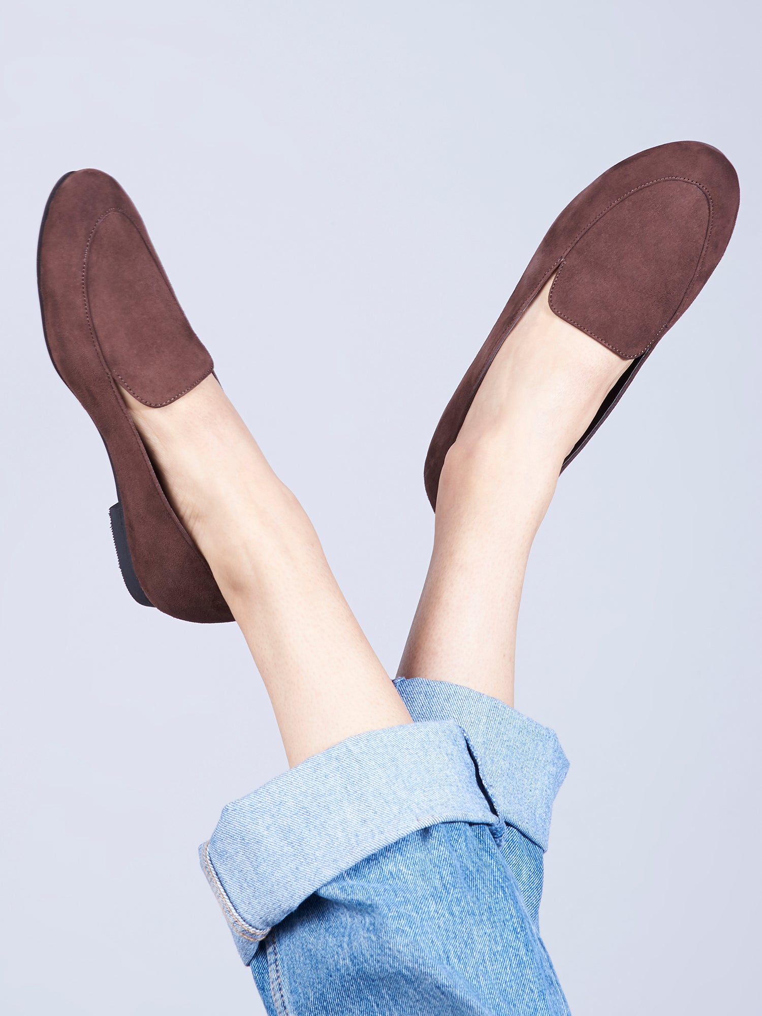 Olivia Brown Suede Loafers For Women