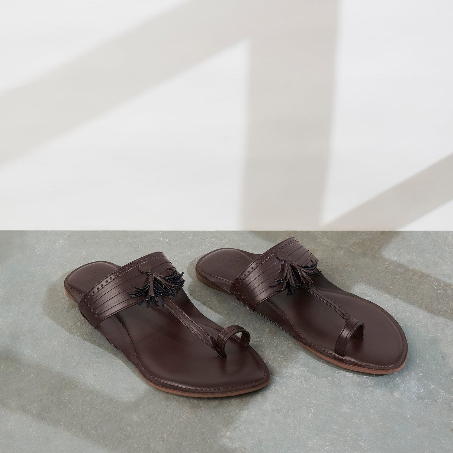 Brown Leather Kolhapuri Slippers For Men