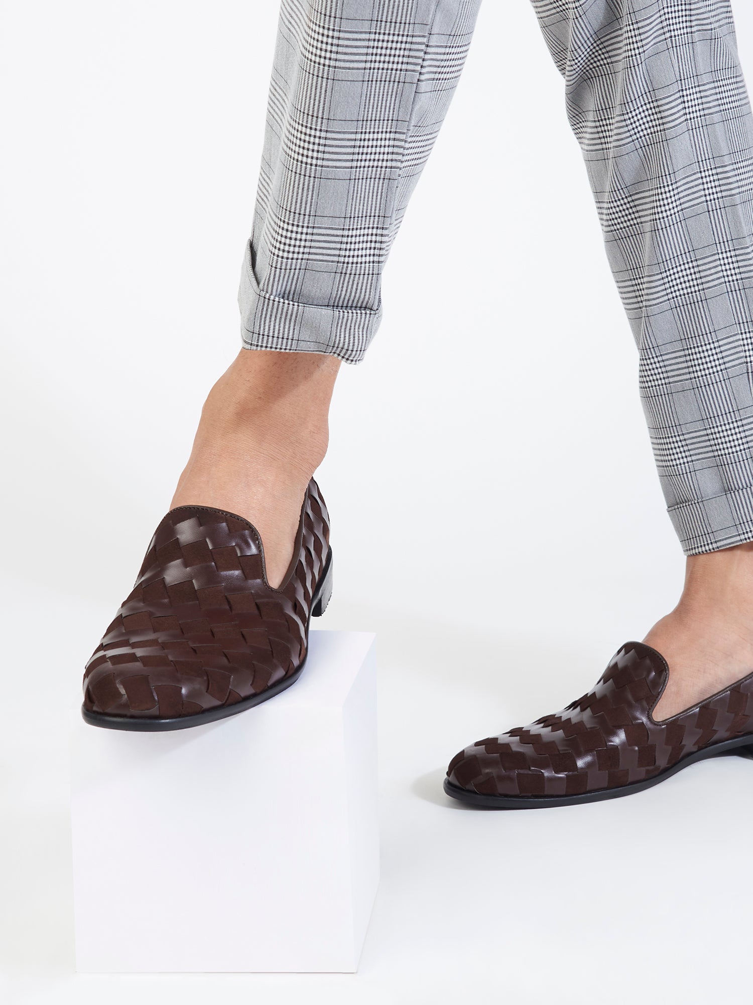Alfie Brown Weave Loafers For Men