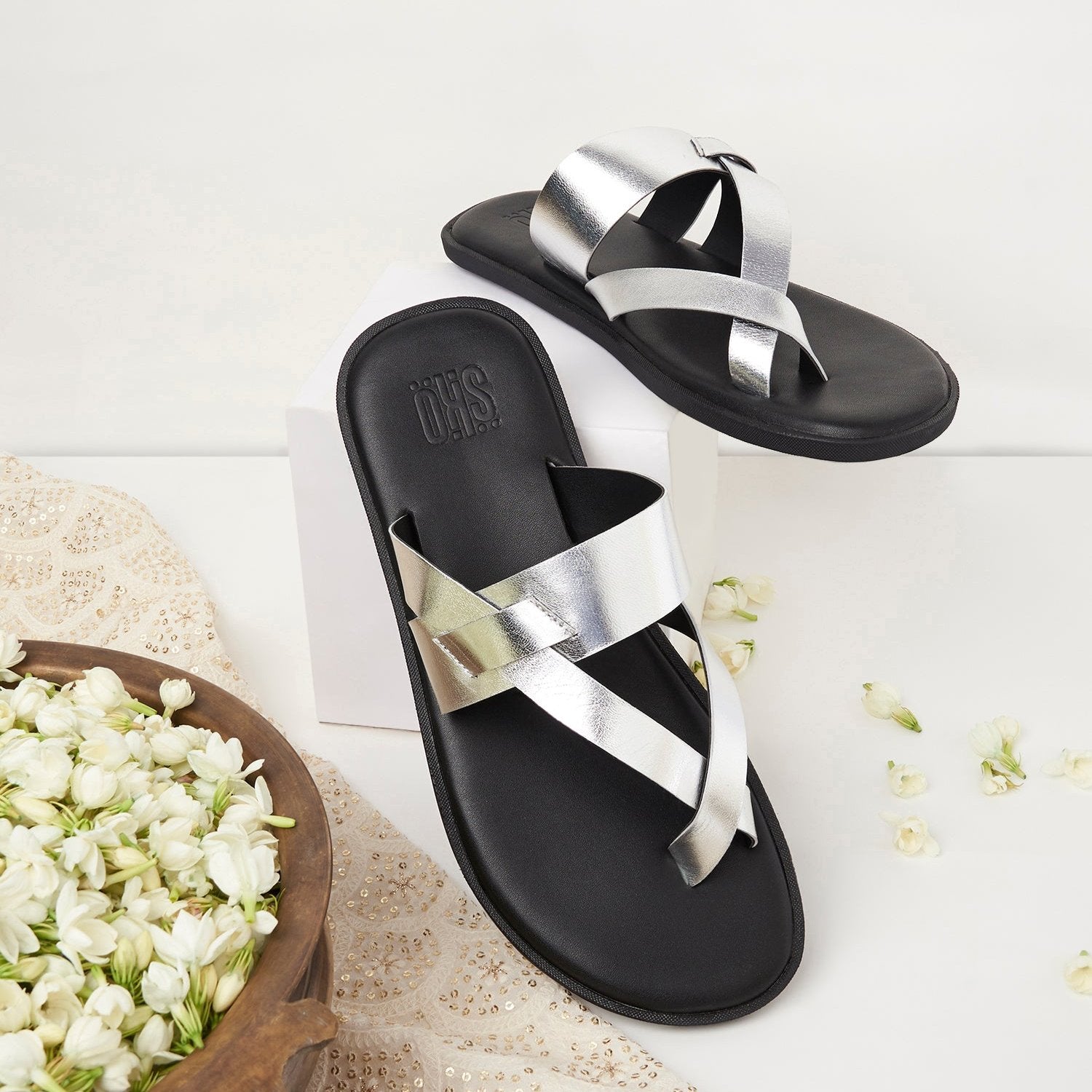 Genoa Silver Slippers For Men