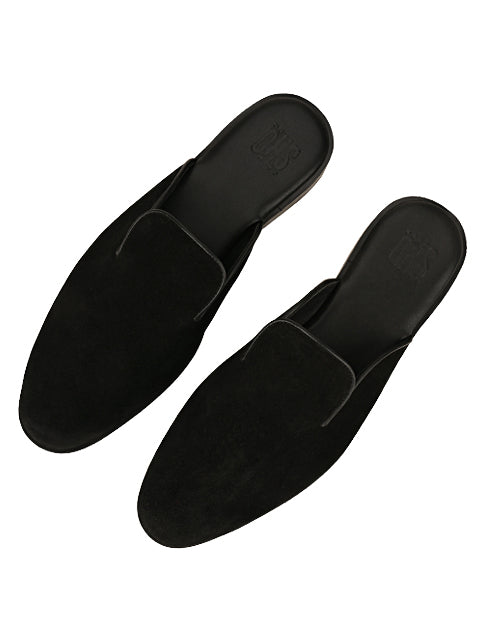 Henry Suede Mules in Black