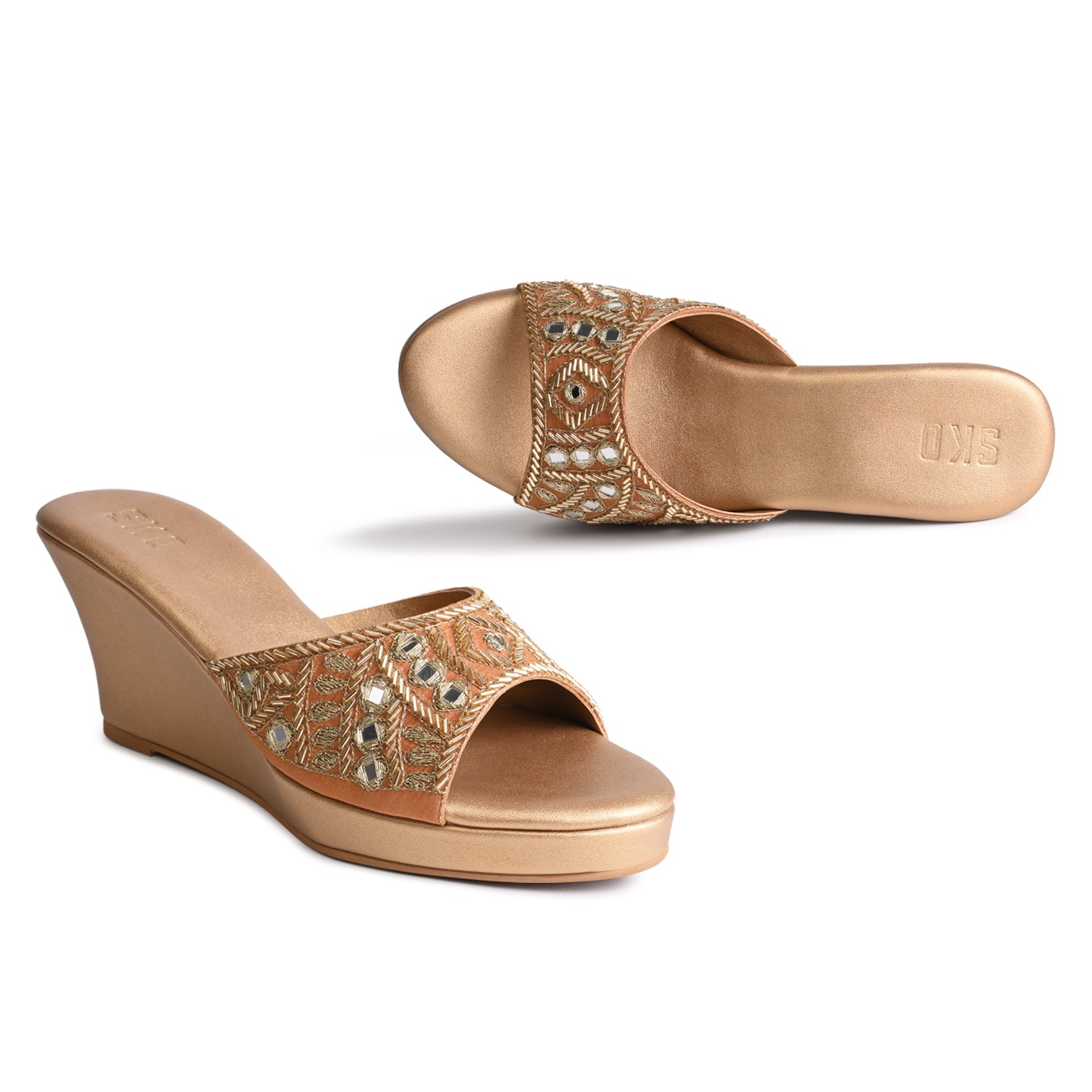 Aayna Gold Wedges For Women