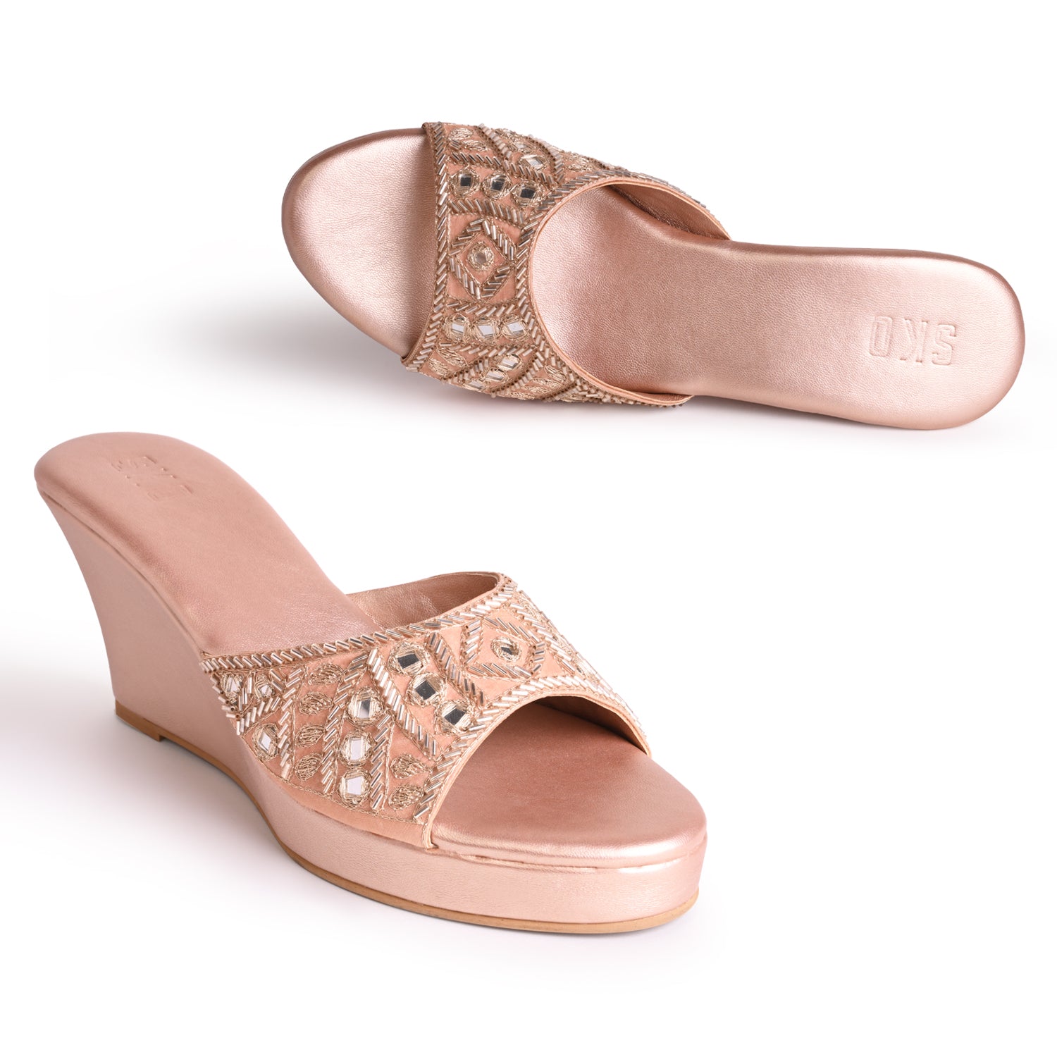 Aayna Rose Gold Wedges For Women