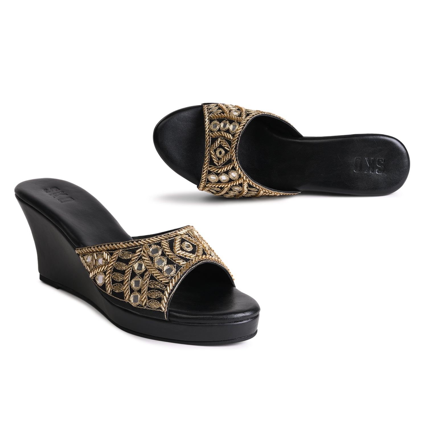 Aayna Black Wedges For Women