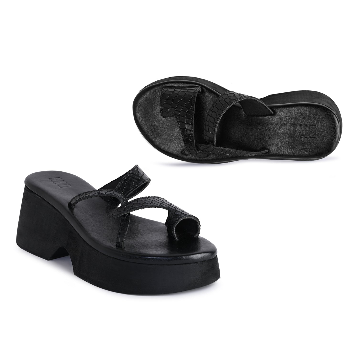 Bolzano Black Platform Sandals For Women