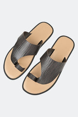 Brown Textured Sandals