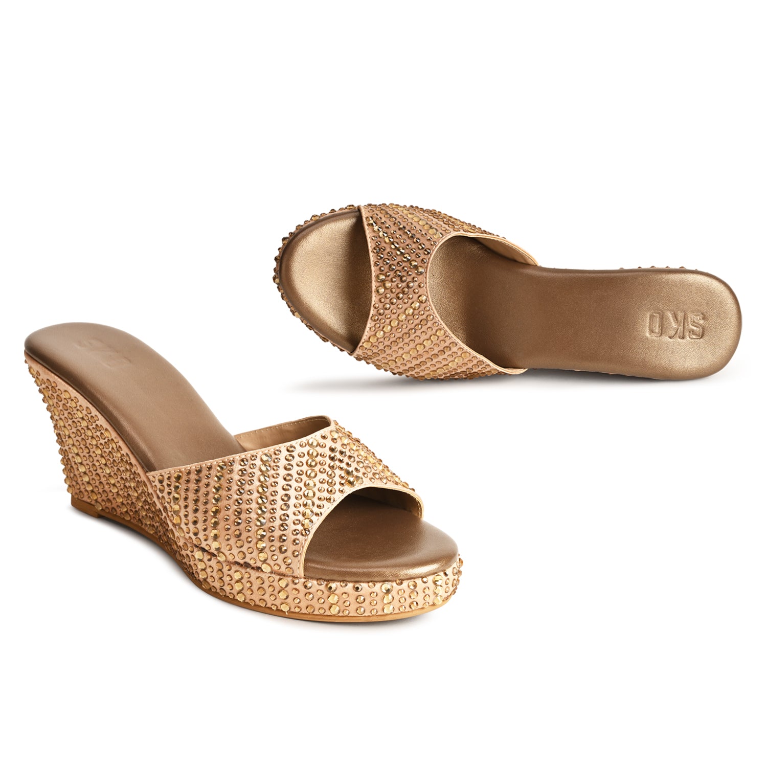 Jasmine Gold Wedges For Women