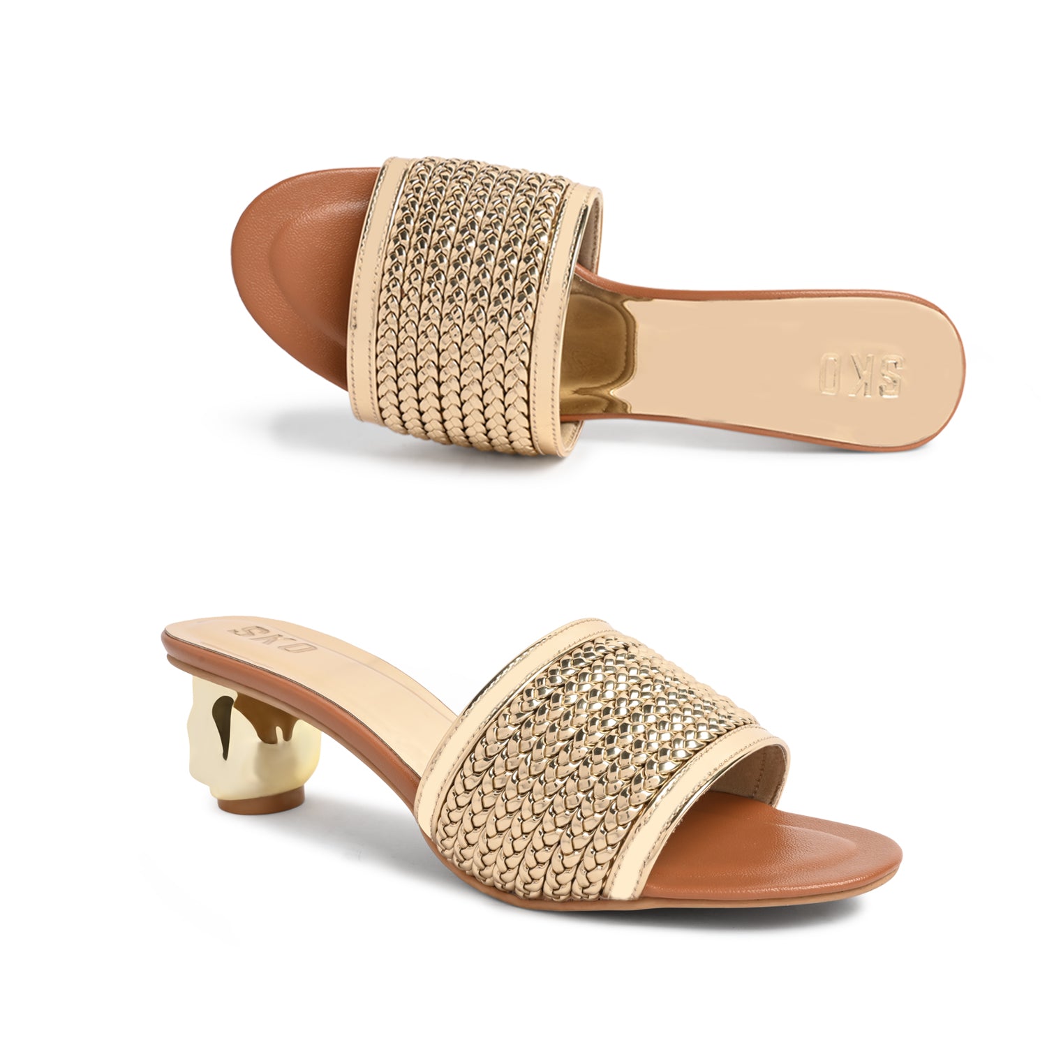 Camilla Reflective Gold Heels For Women