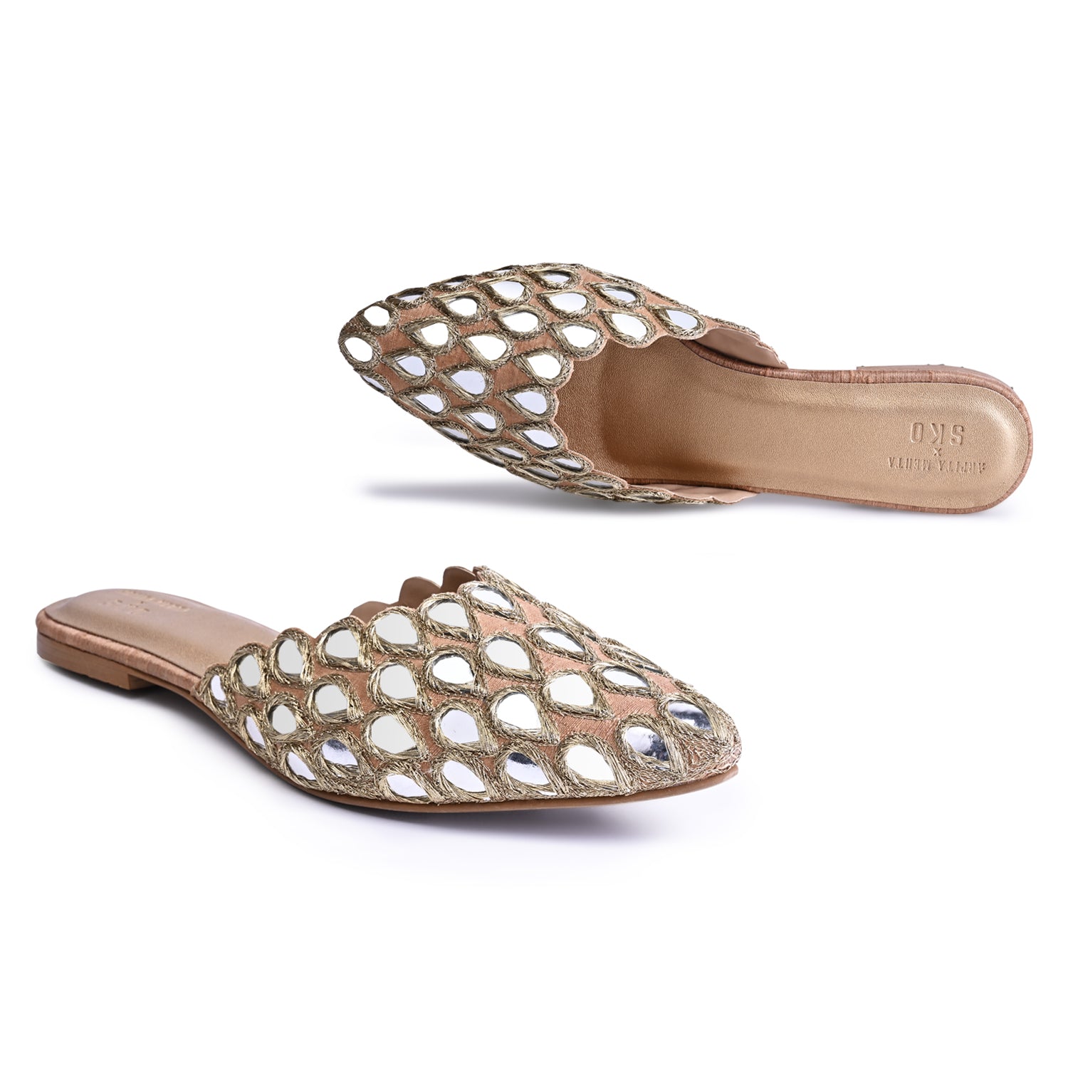 Glimmering Gold Mules For Women