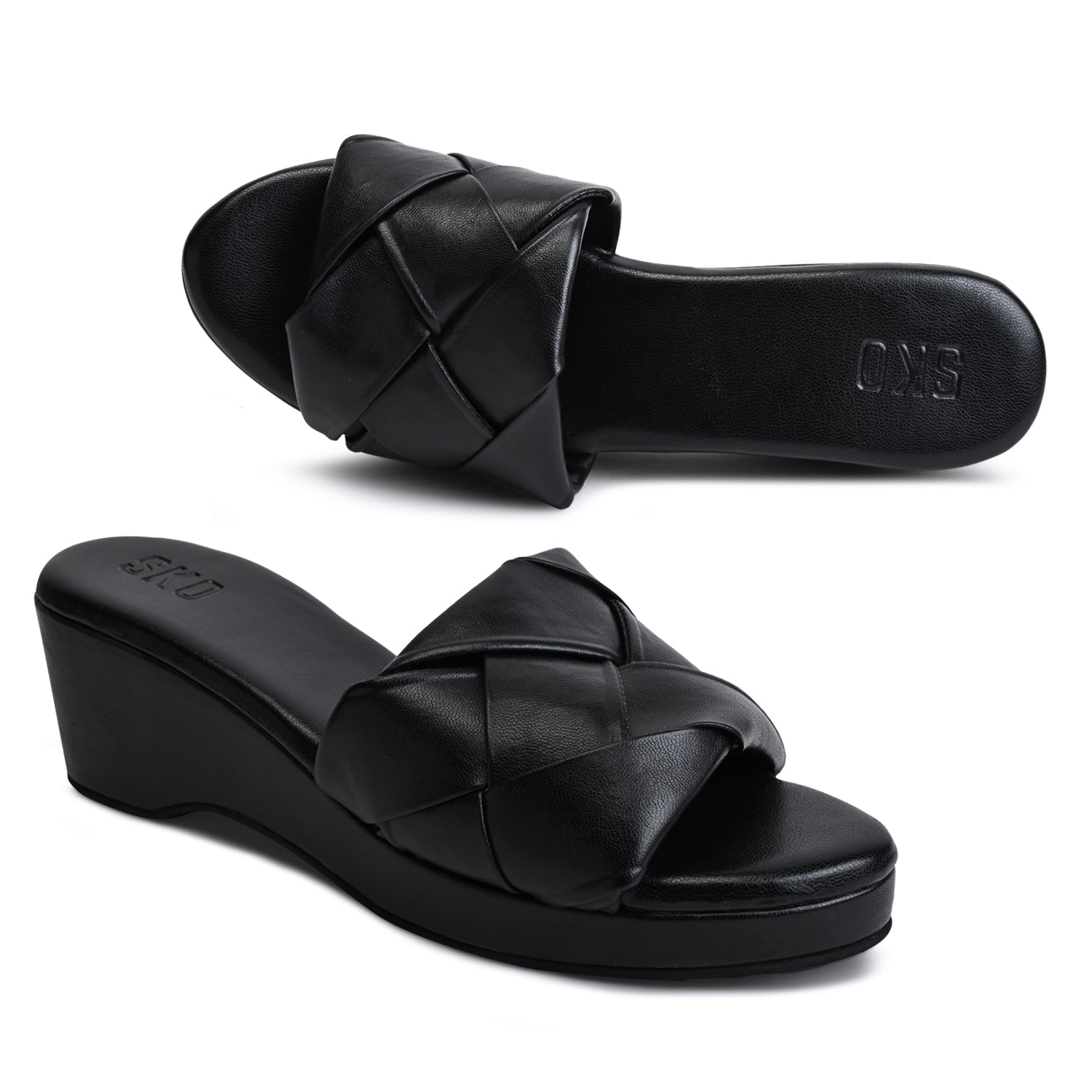 Messina Black Platform Sandals For Women