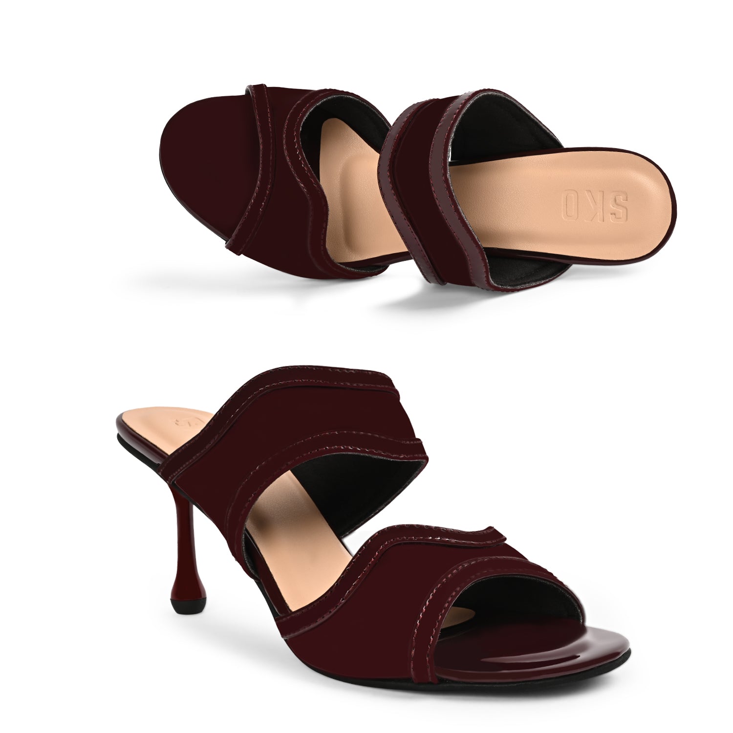 Nora Maroon Patent Heels for Women