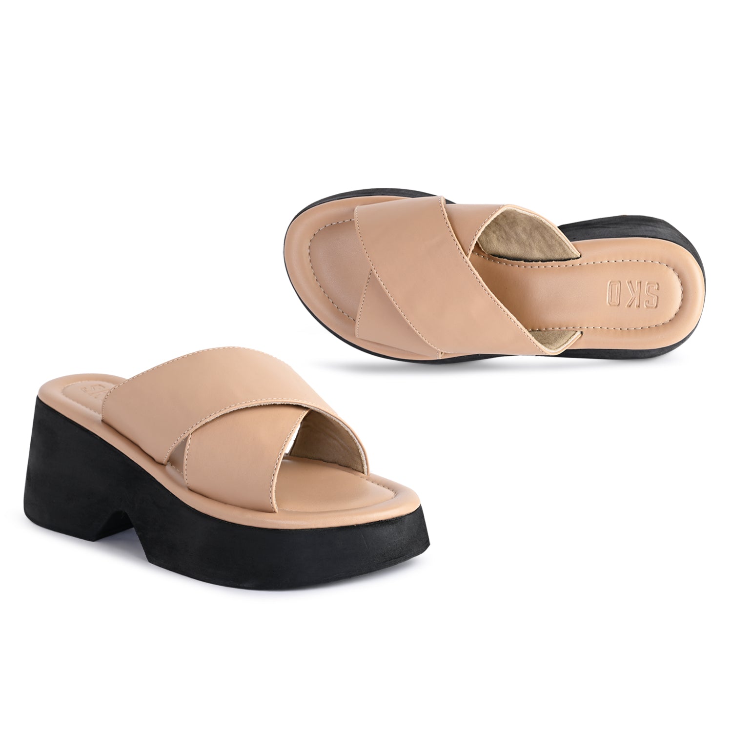 Siena Nude Platform Sandals For Women