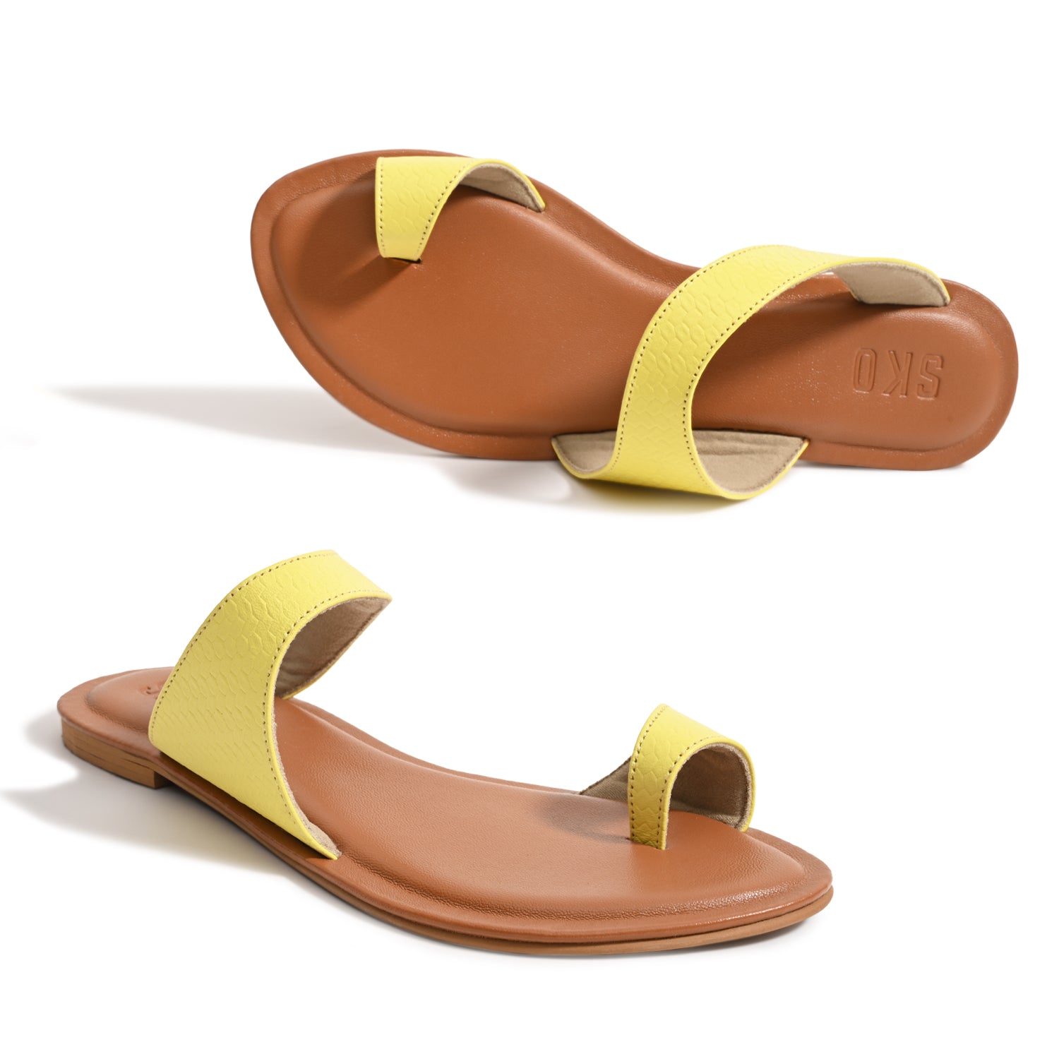 Pisa Yellow Flat Sandals For Women