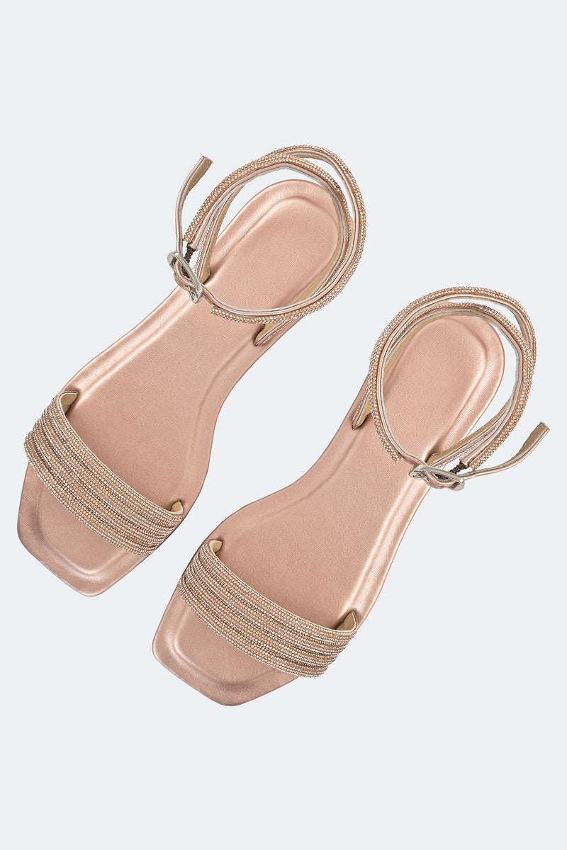 Rose Gold Strappy Flats