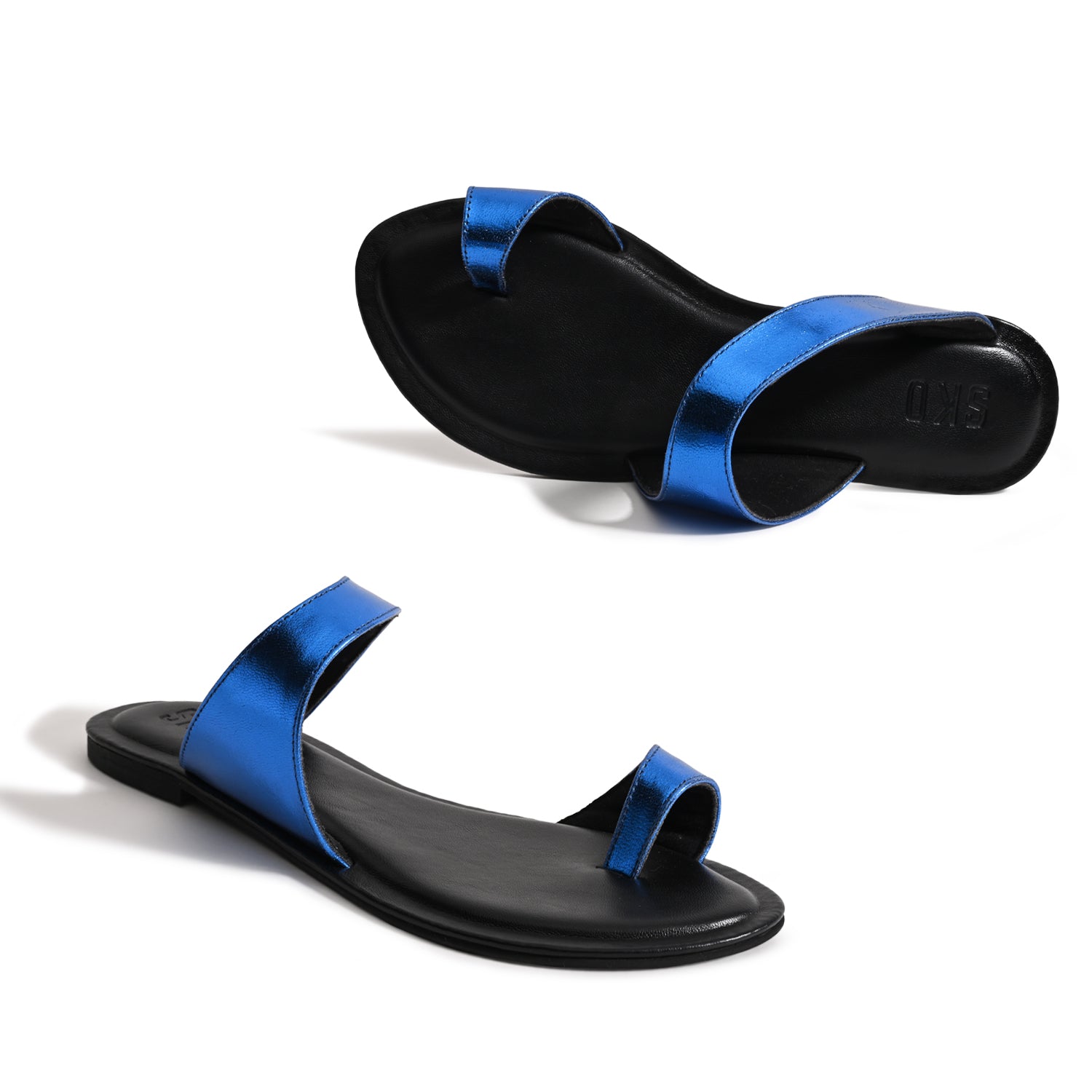 Pisa Metallic Blue Sandals For Women