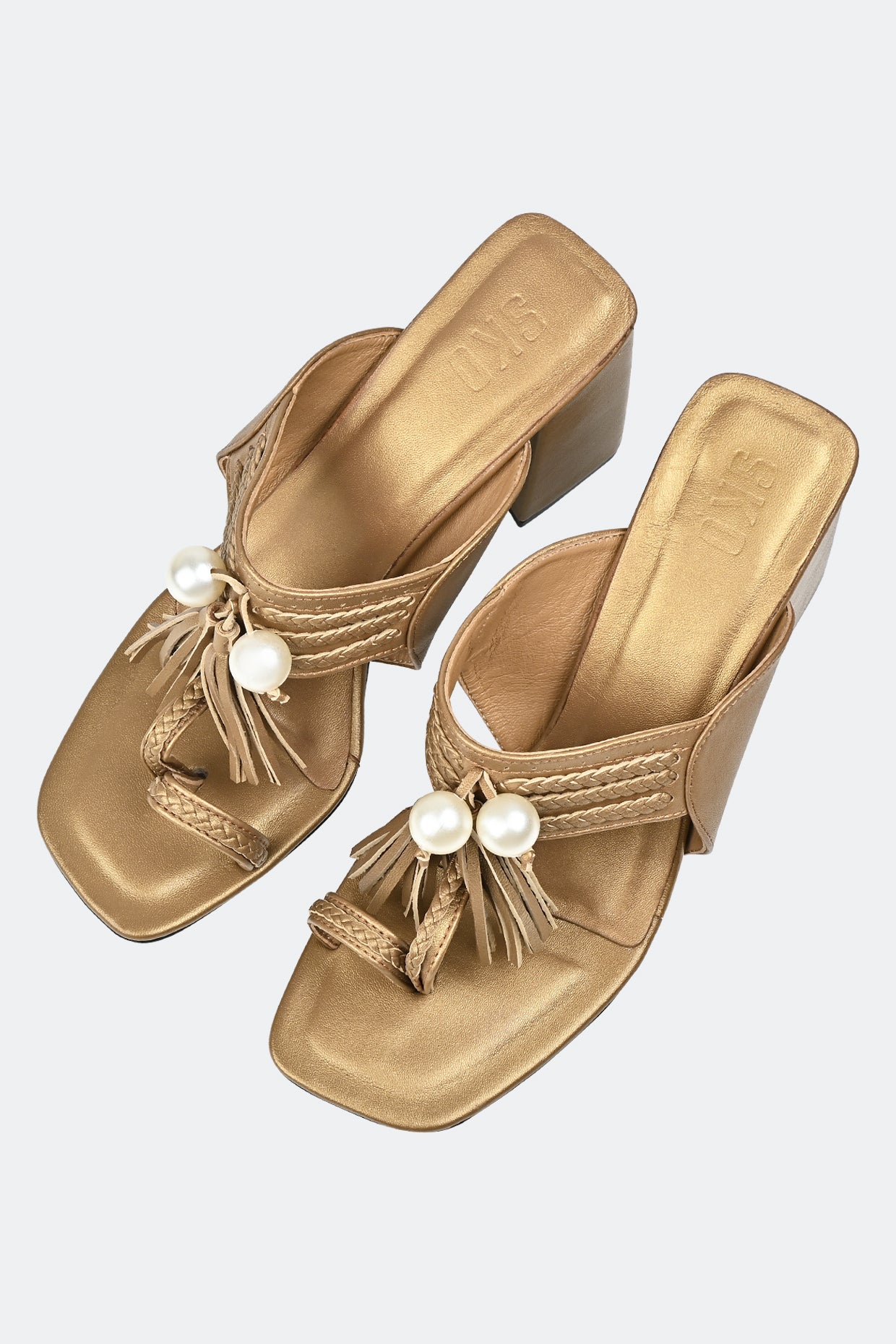Gold Kolhapuri Heel For Women