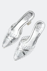 Silver Scattered Crystal Heels