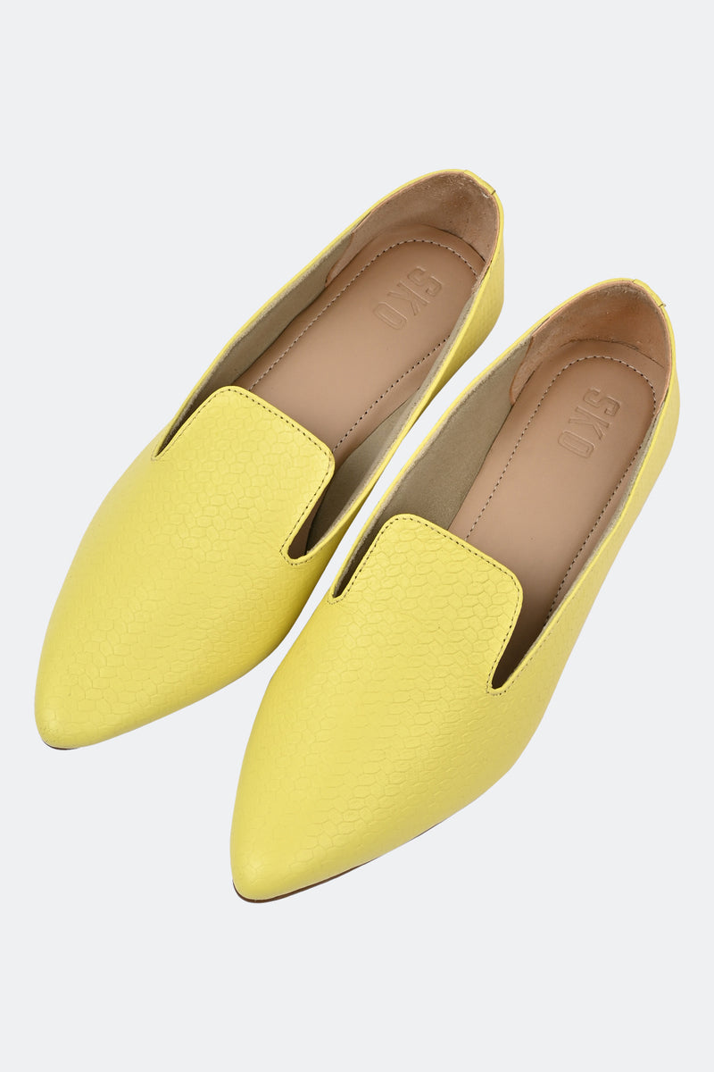 Yellow Textured Loafers