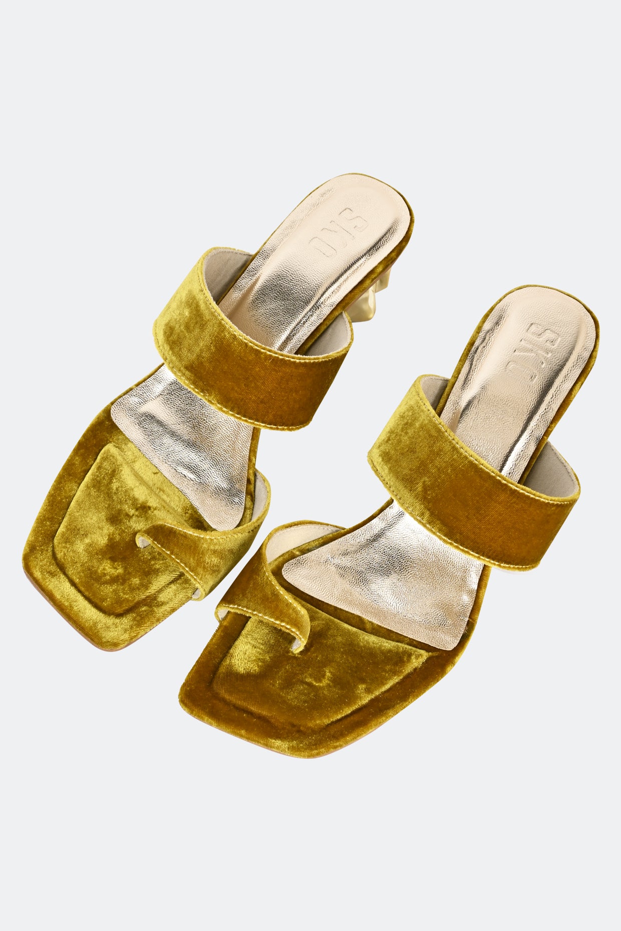 Dahlia Gold Velvet Heels For Women