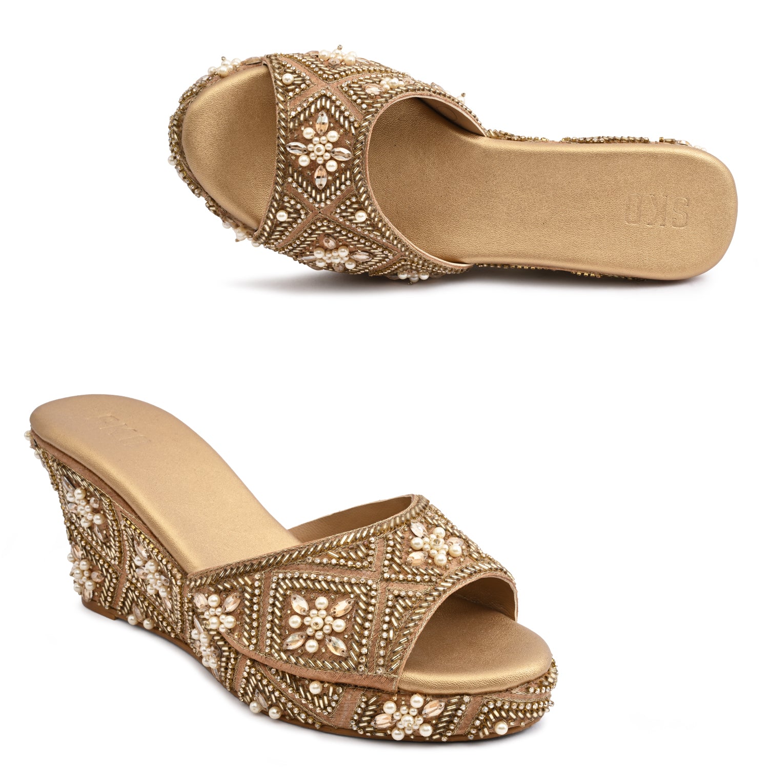 Jashn Gold Wedges for Women