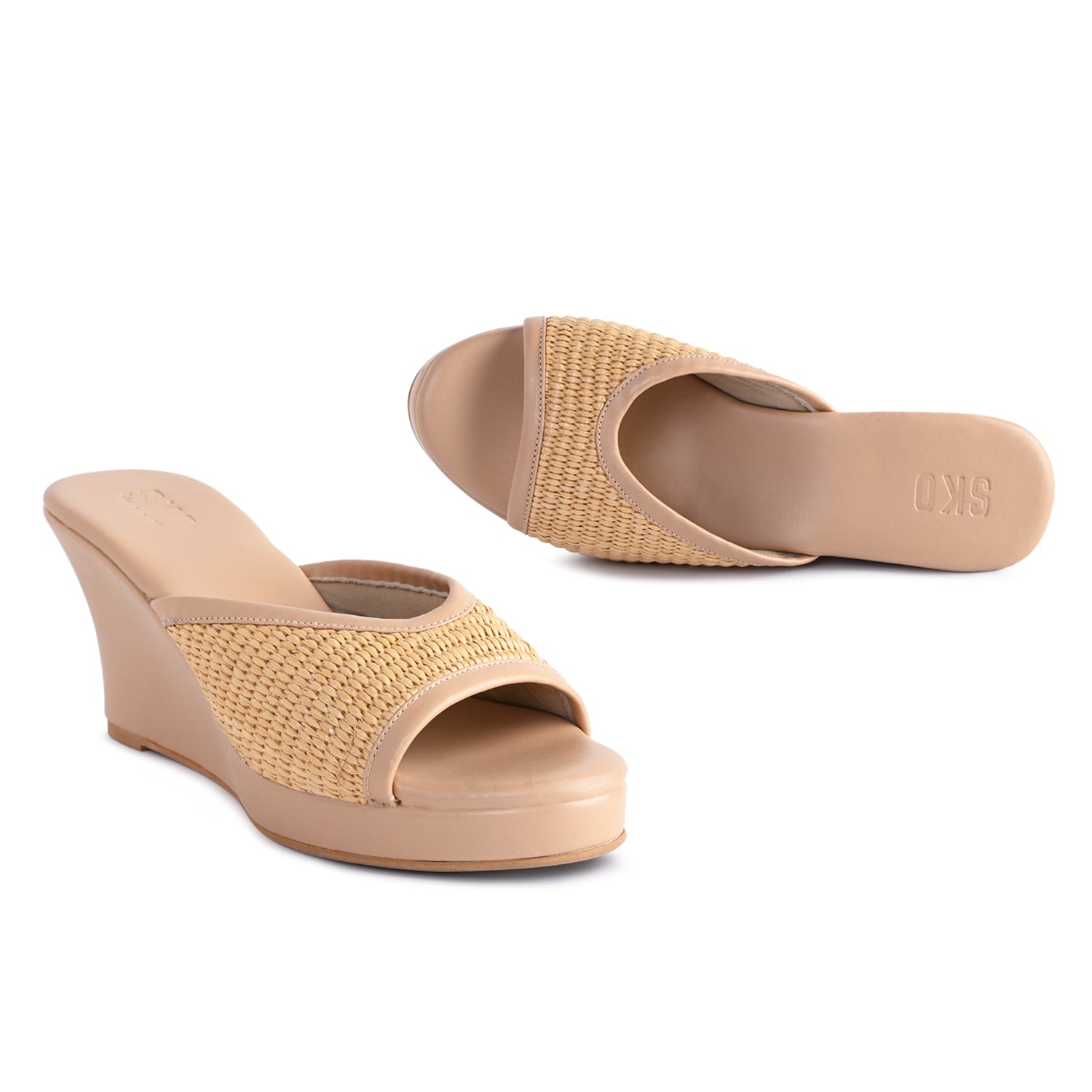 Verona Nude Weave Wedges For Women