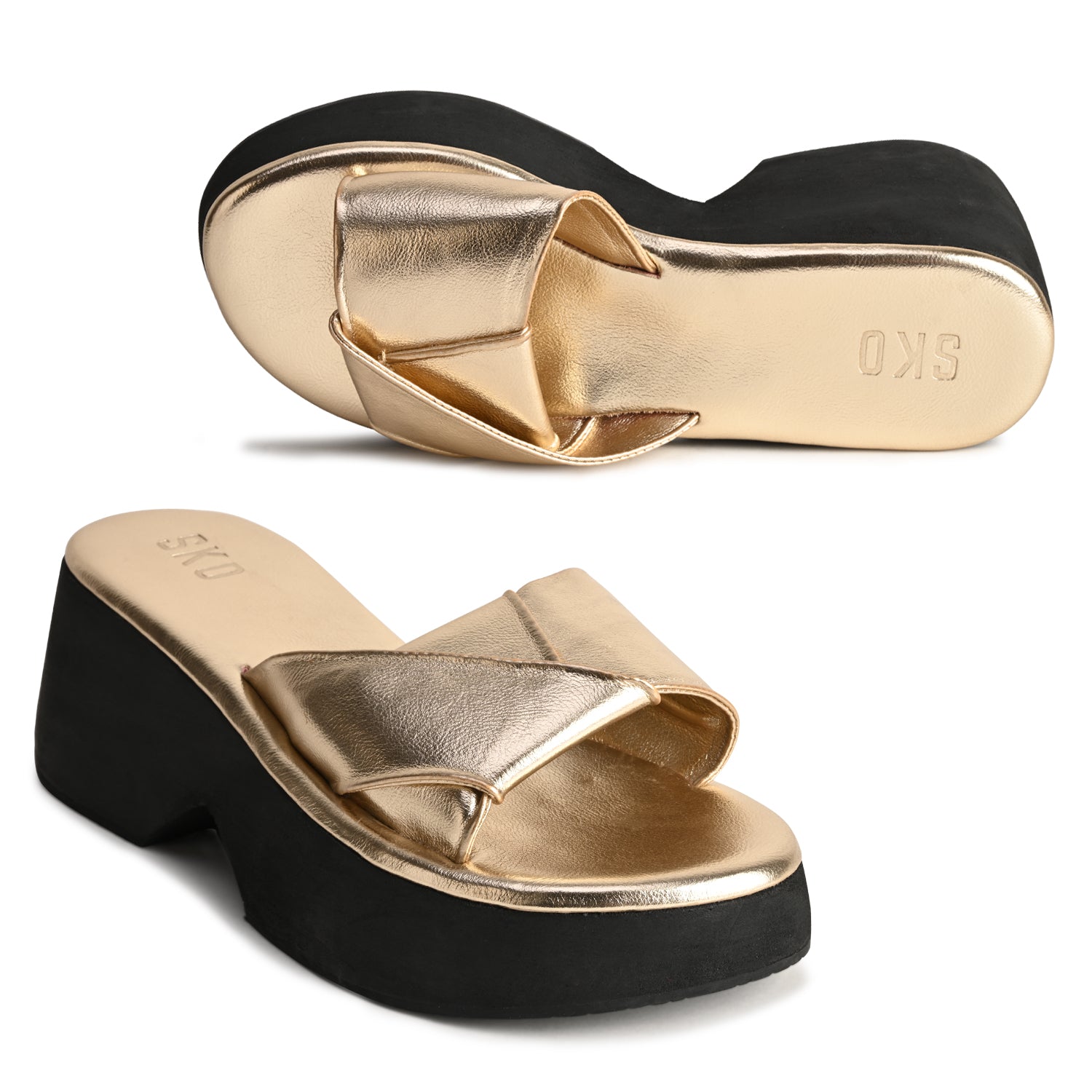 Naples Gold Platform Heels For Women