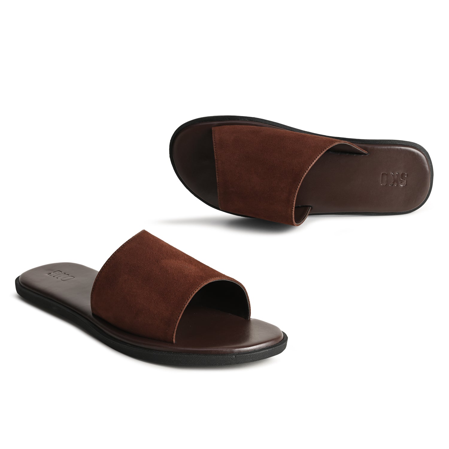 Pefki Brown Suede Slippers For Men