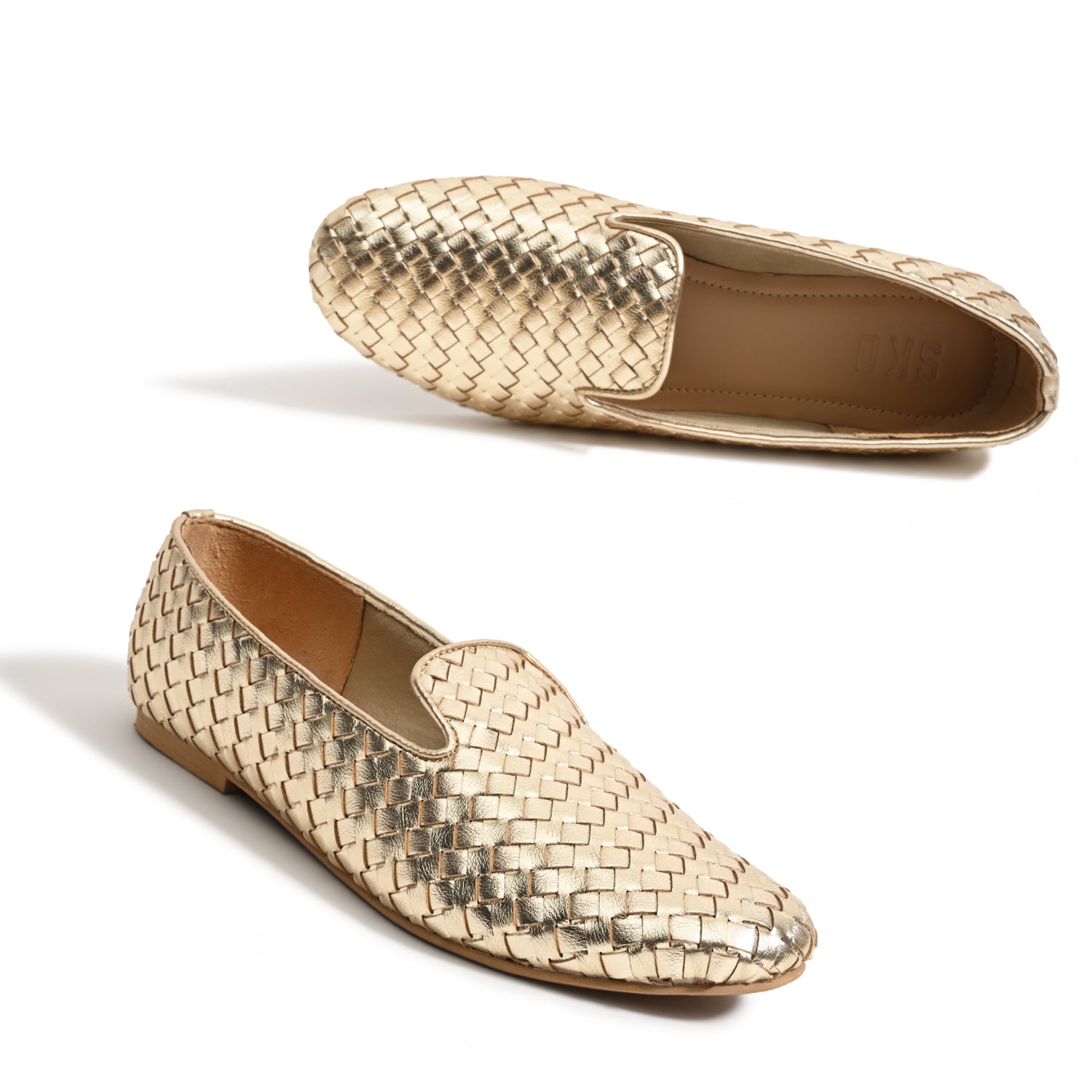 Madison Gold Weave Loafers For Women