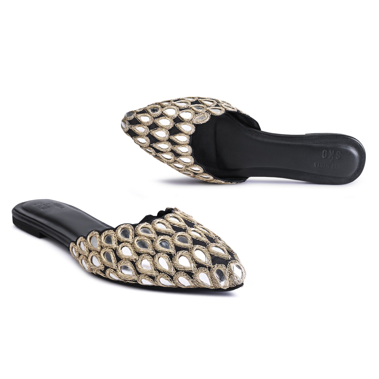 Glimmering Noir Mules For Women