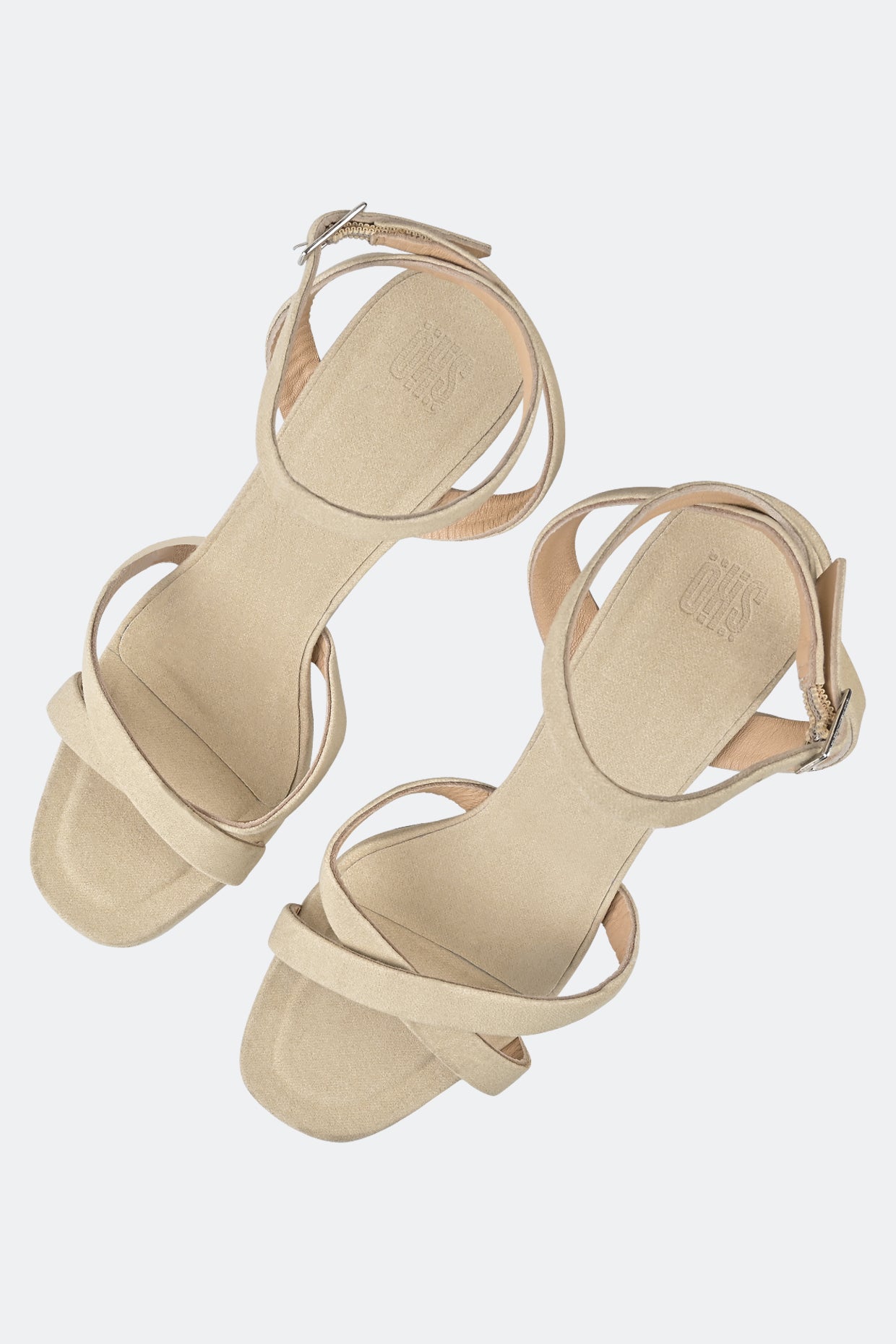 Vegan Nude Suede Cross Strap Platforms