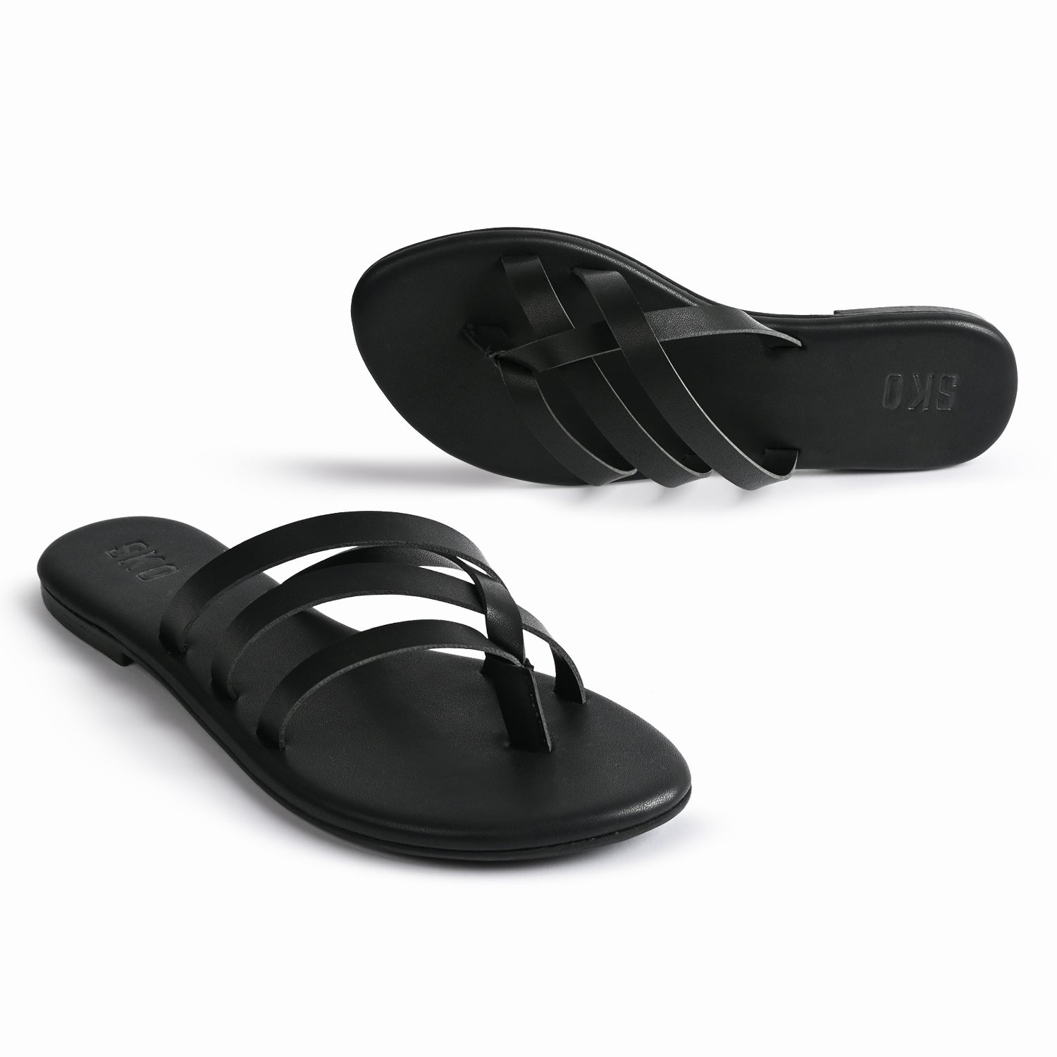 Capri Black Flat Sandals For Women - Main Image