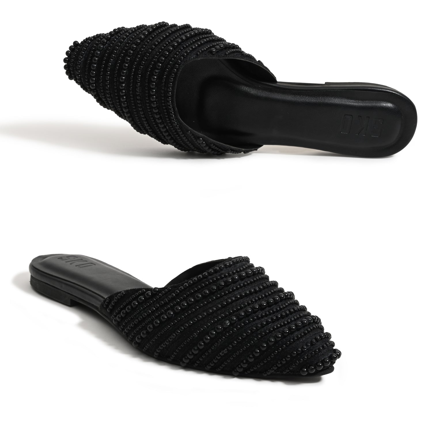 Inci Black Flat Sandals For Women