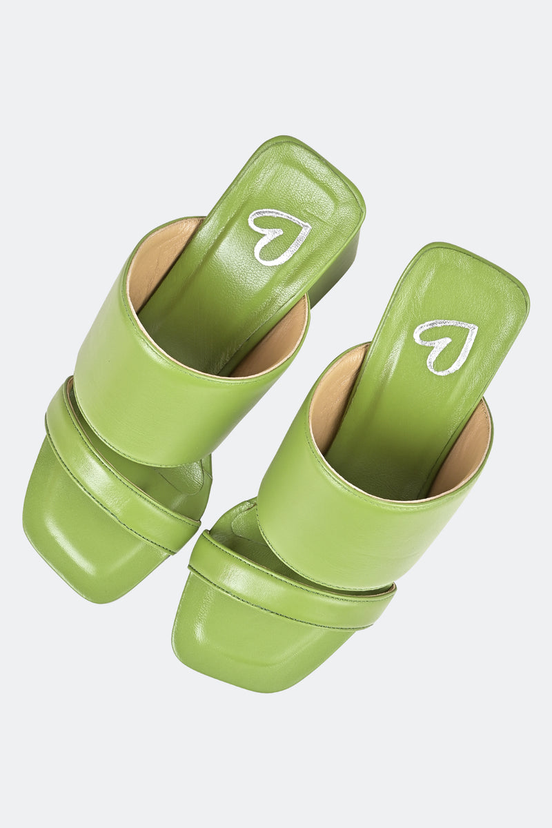 Green Two Strap Heels