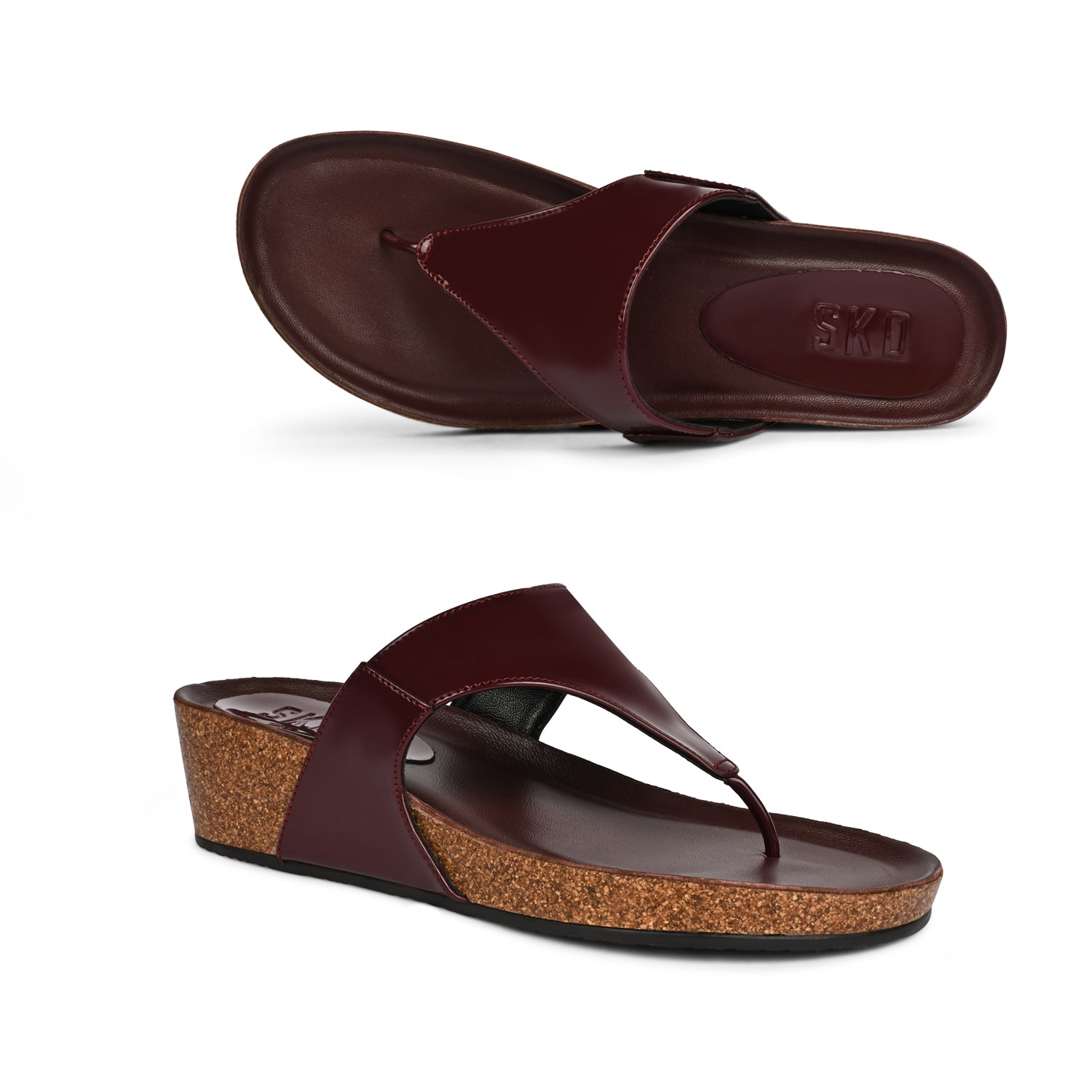 MarbellaX Cork Wedges in Maroon for Women
