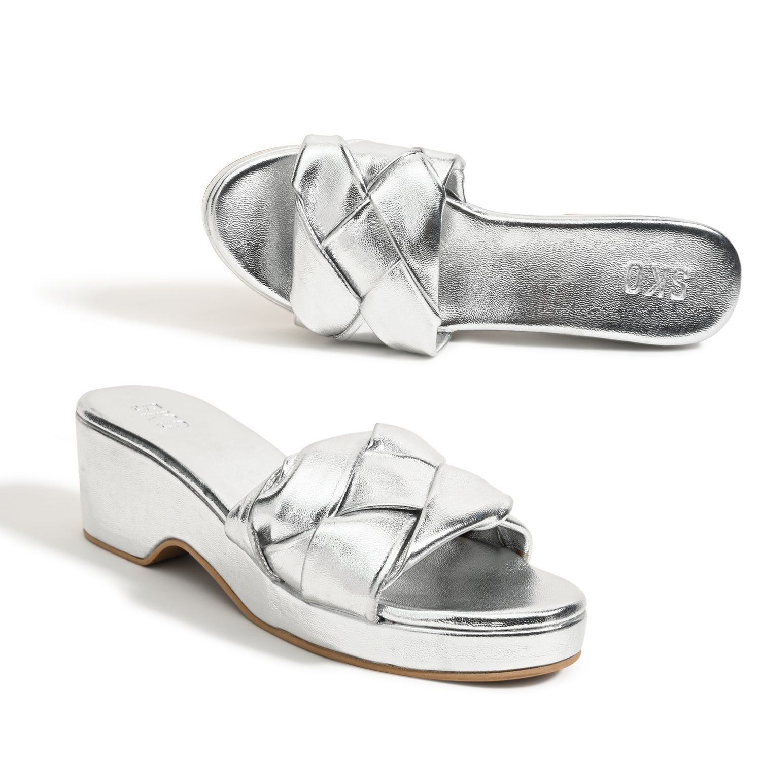 Messina Silver Platform Sandals For Women