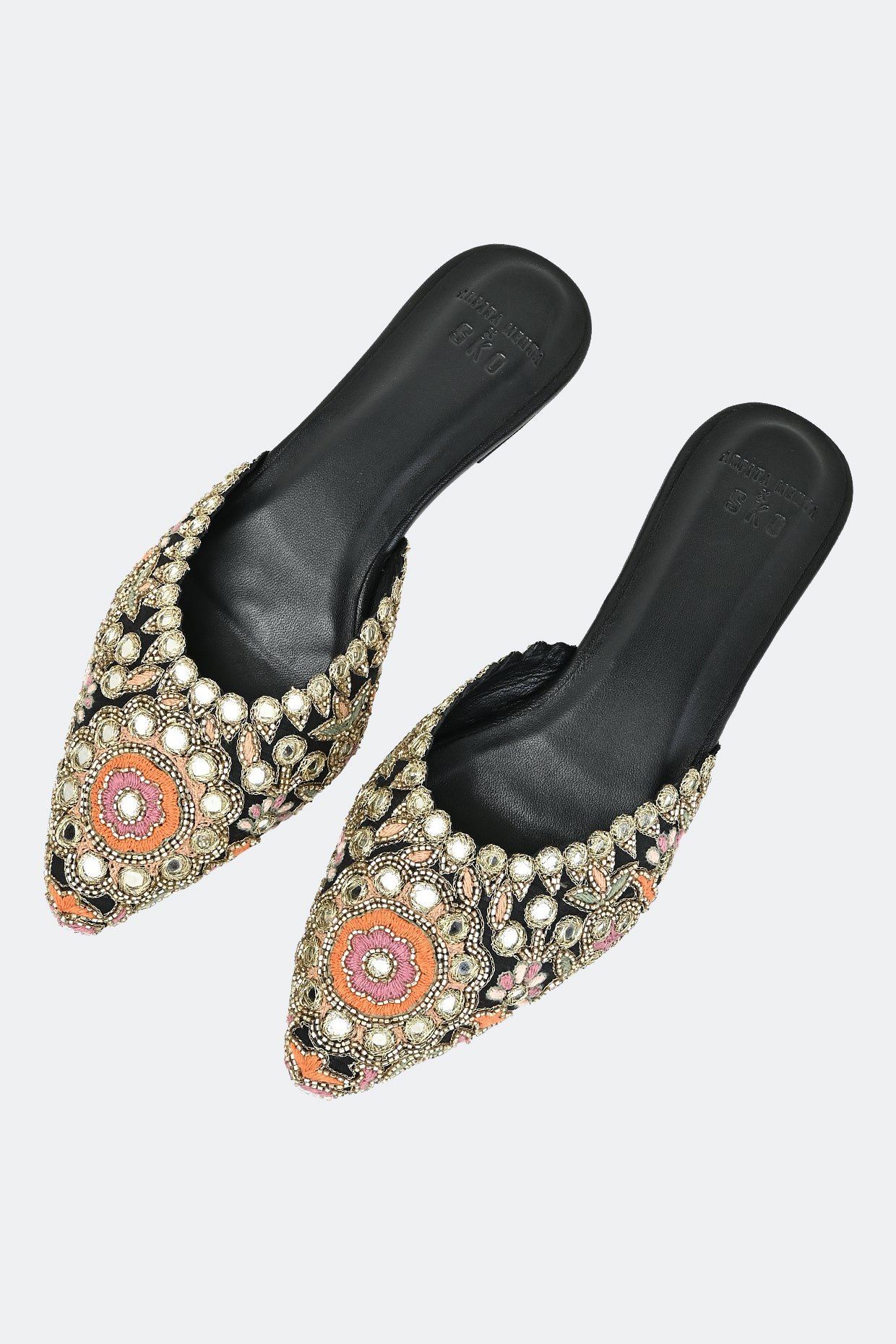 Glimmering Floral Mules For Women
