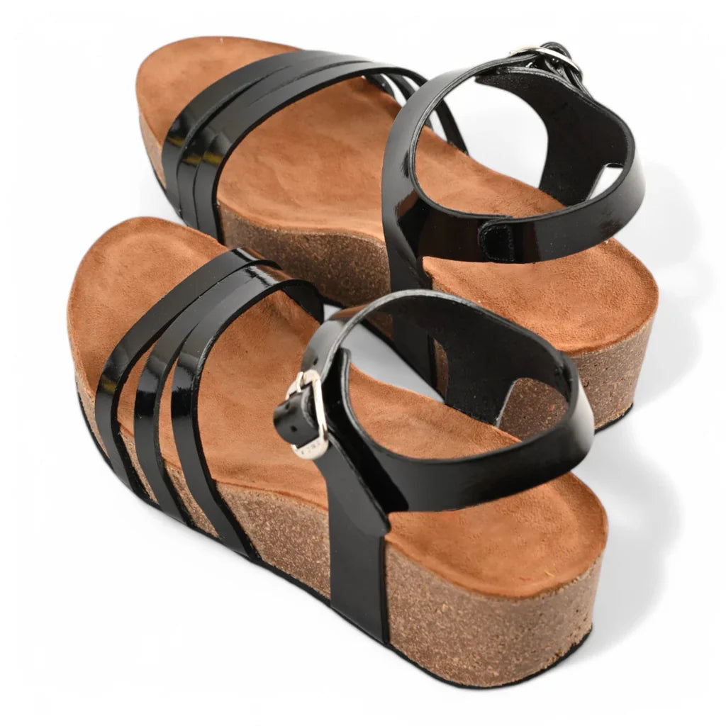 Madrid Cork Wedge in Black