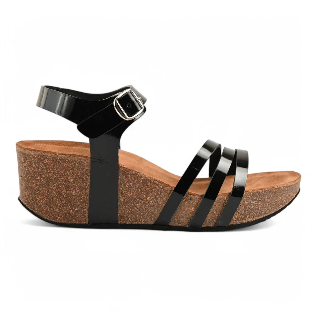 Madrid Cork Wedge in Black