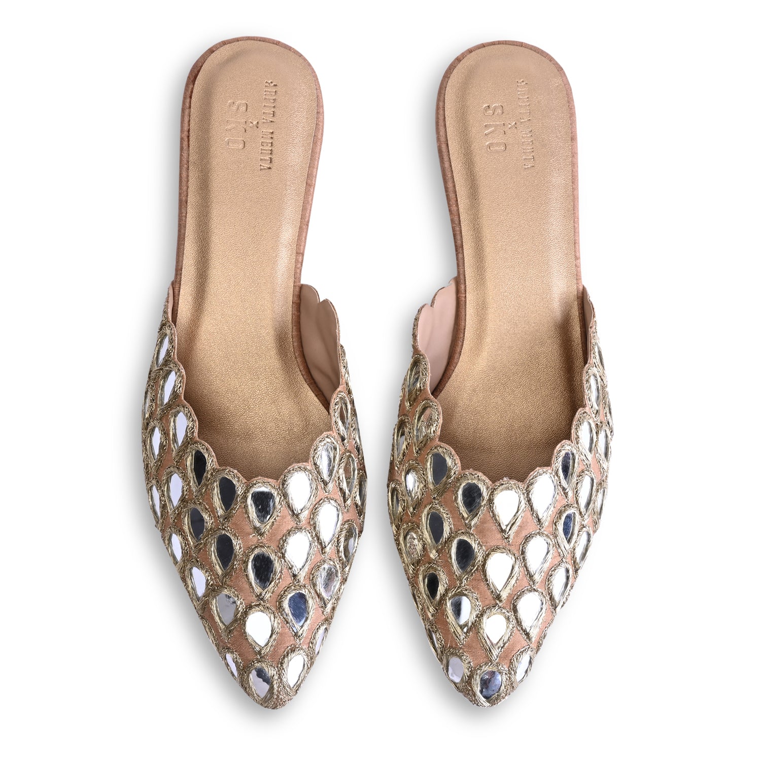 Glimmering Gold Mules For Women