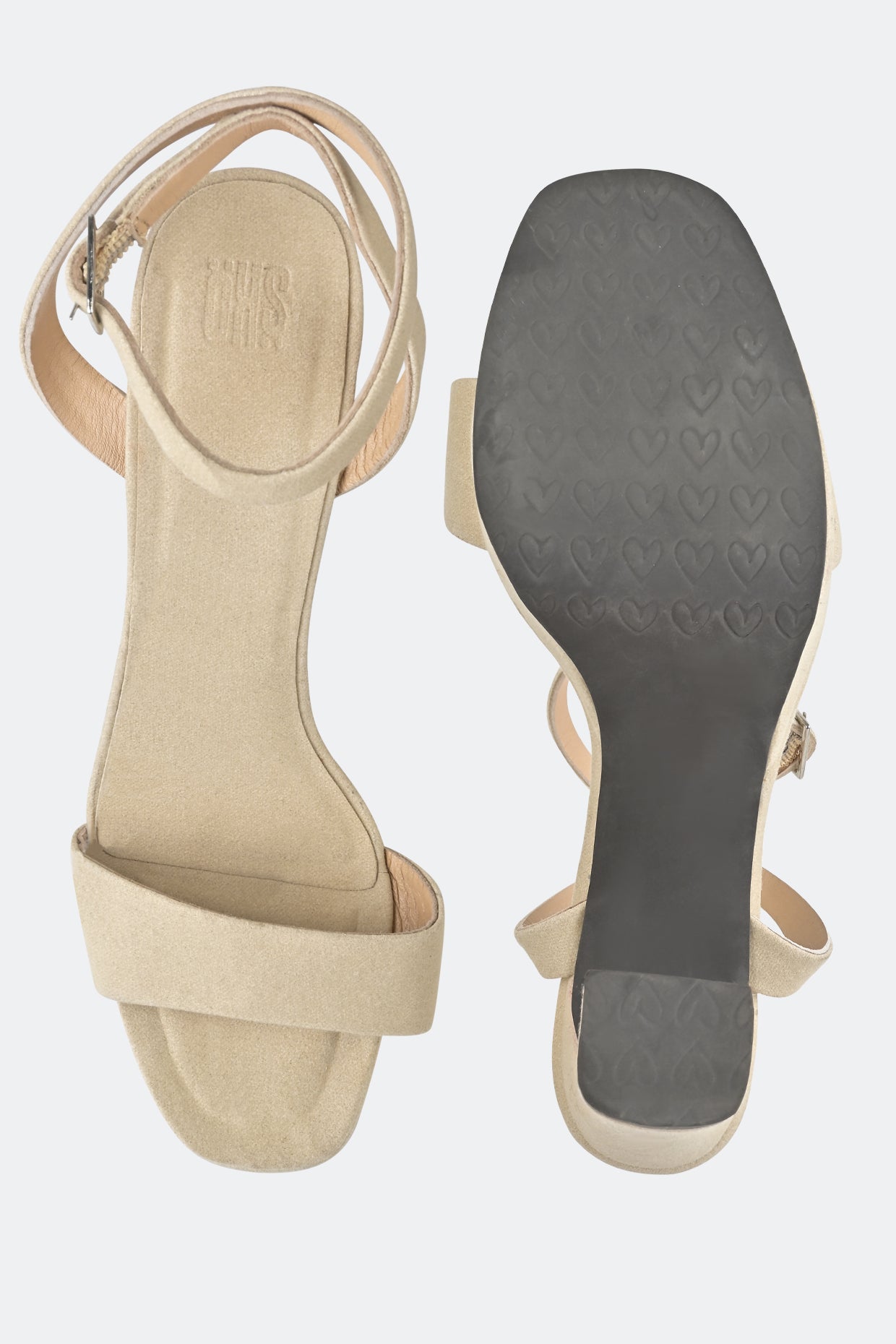 Vegan Nude Suede One Strap Platforms