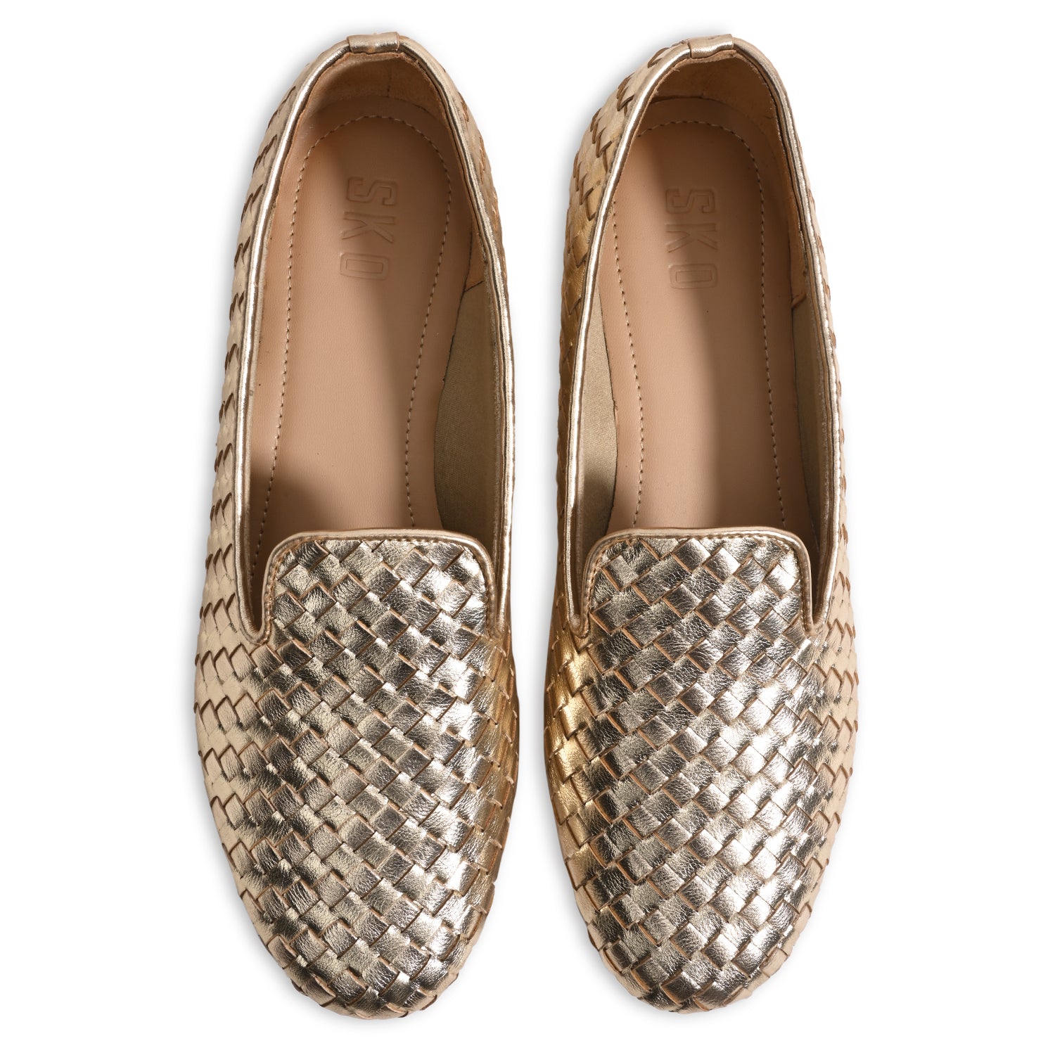 Madison Gold Weave Loafers For Women