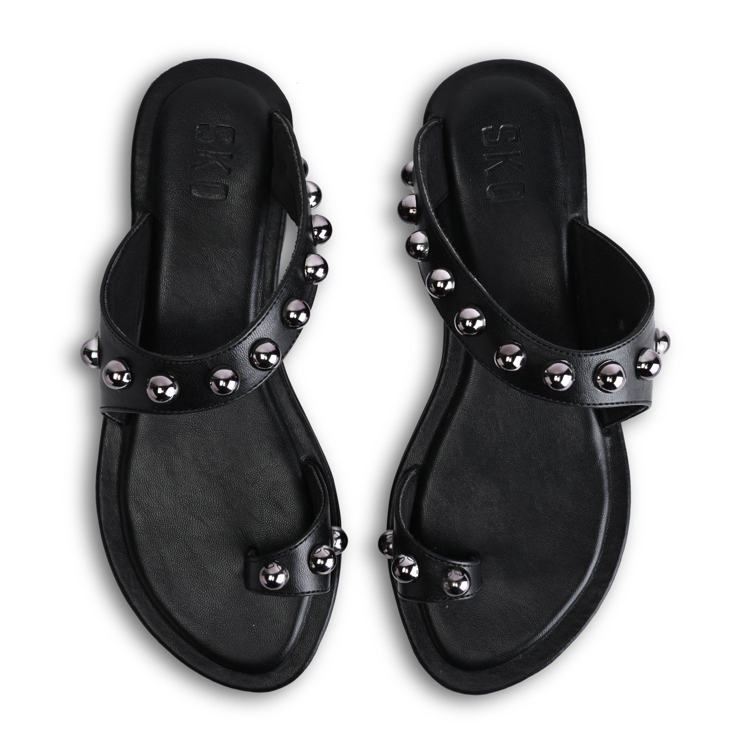 PisaX Black Flat Sandals for Women