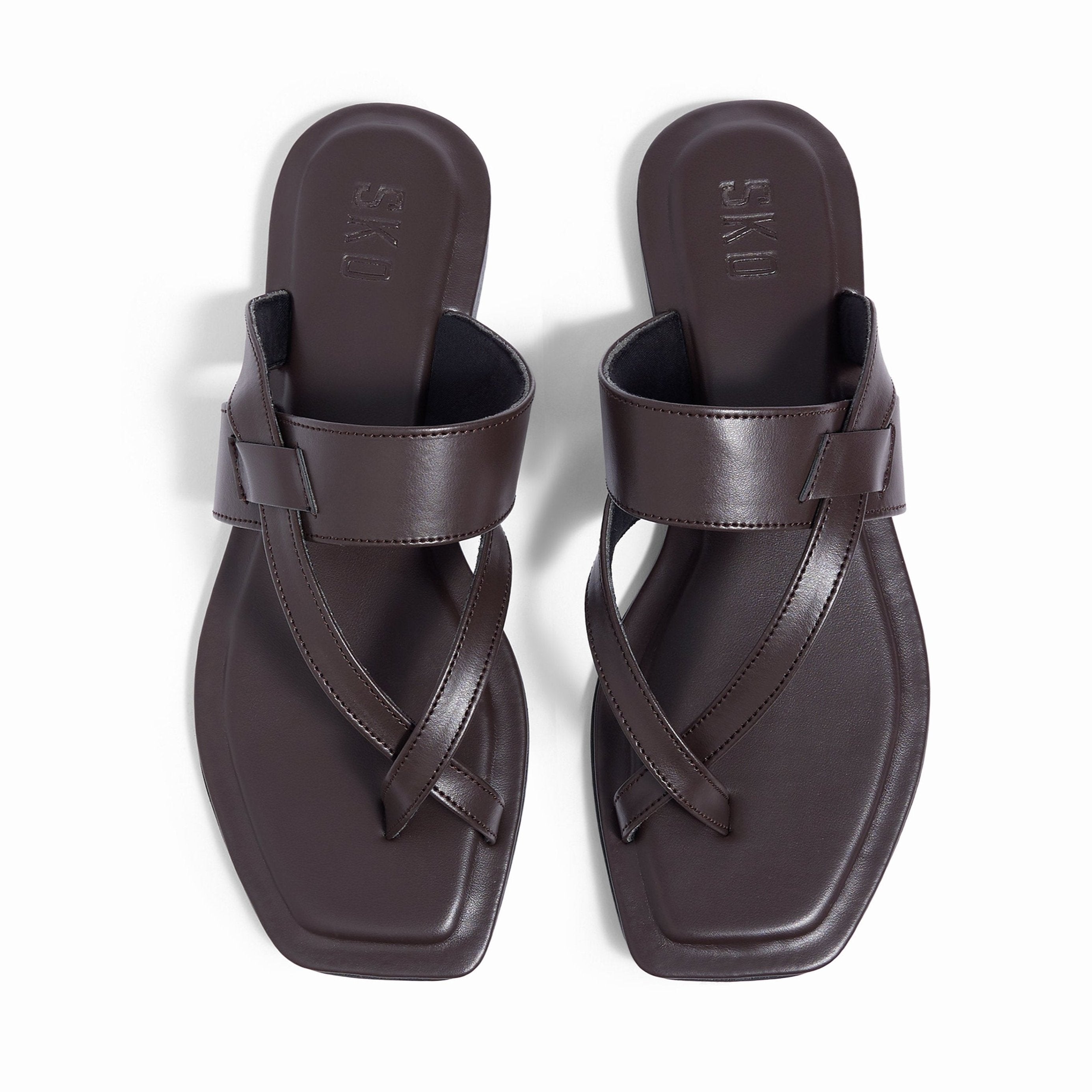 Genoa Brown Square Flat Sandals For Women