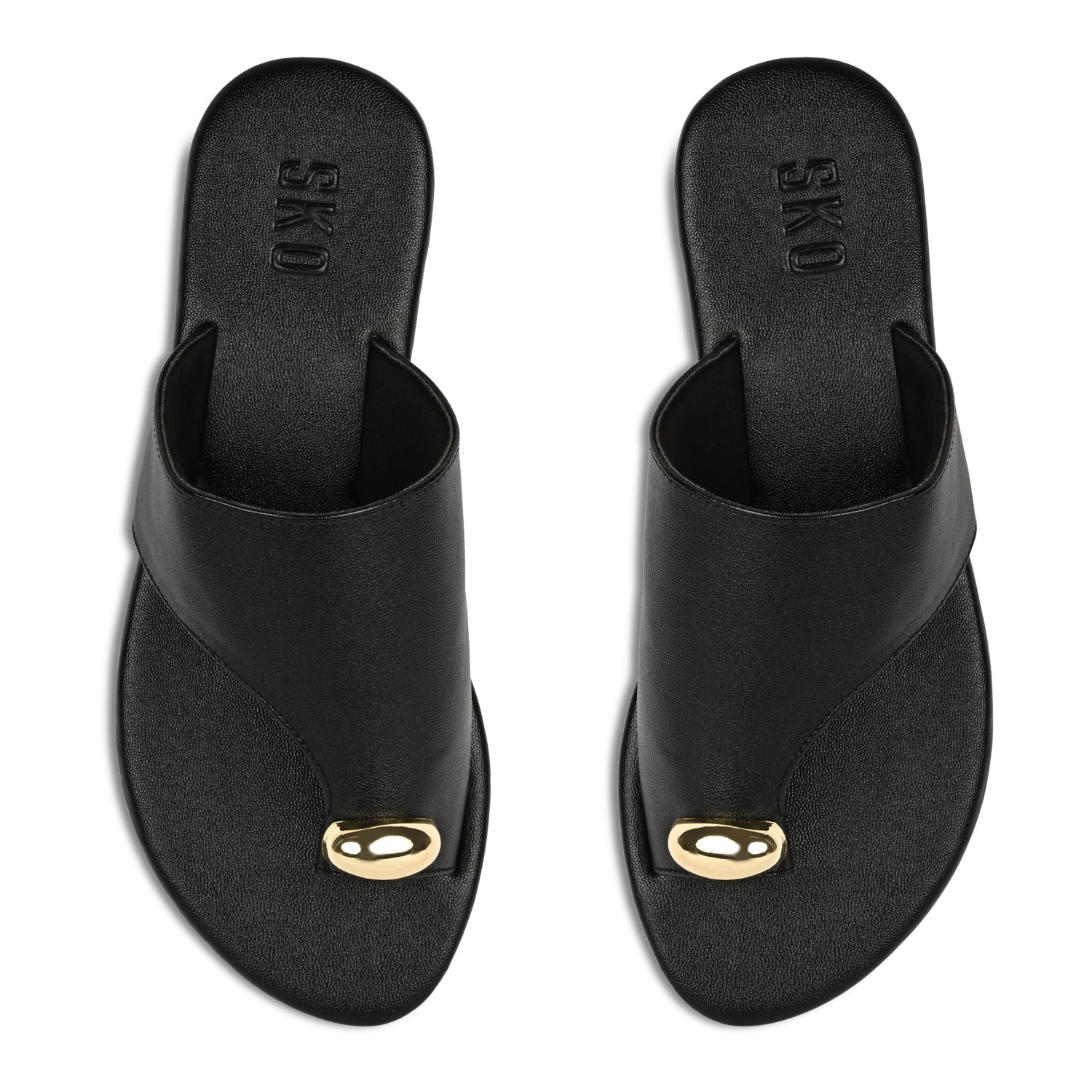 AmalfiO Black Flat Sandals For Women