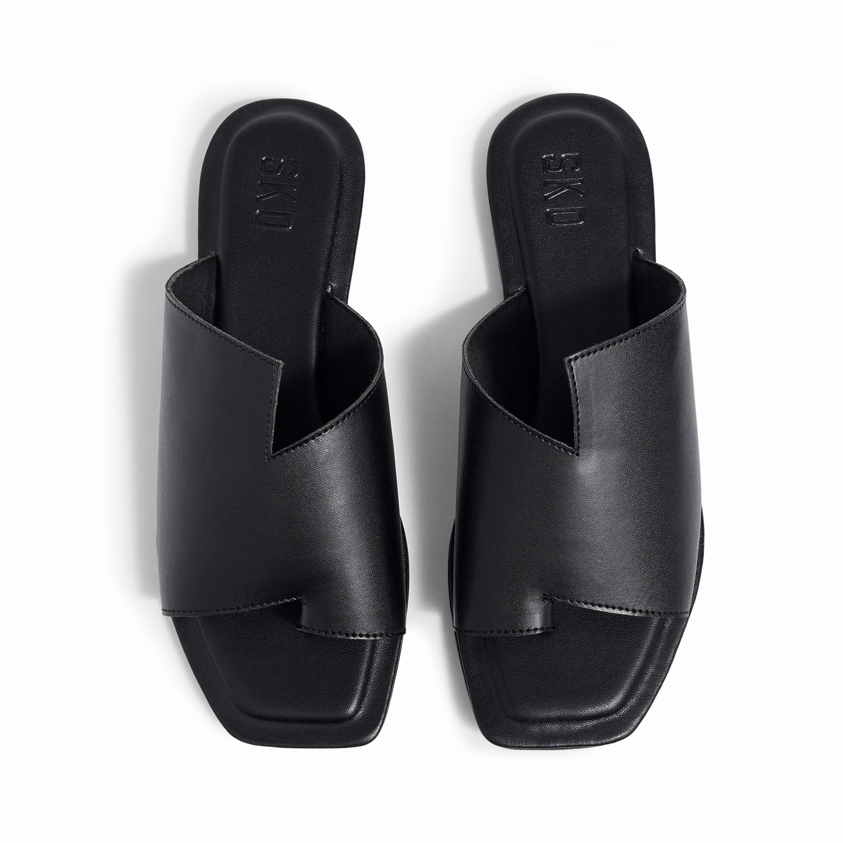 Corfu Square Black Flat Sandals For Women