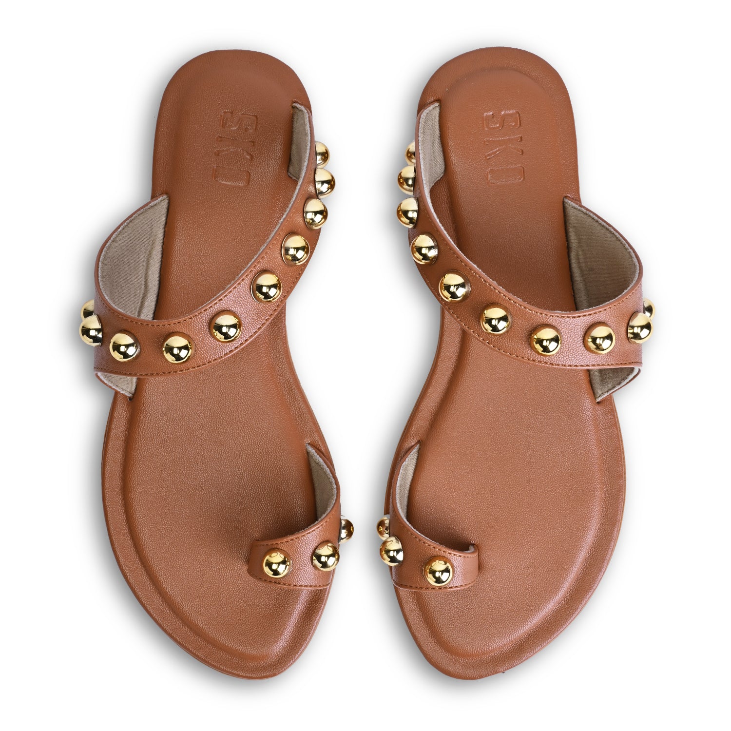 PisaX Tan Flat Sandals For Women