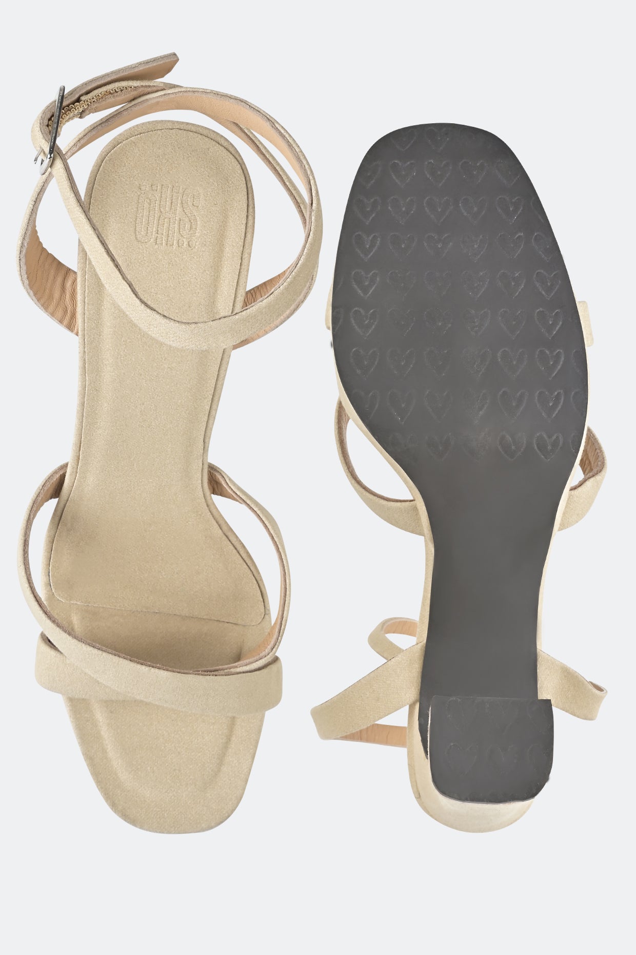Vegan Nude Suede Cross Strap Platforms