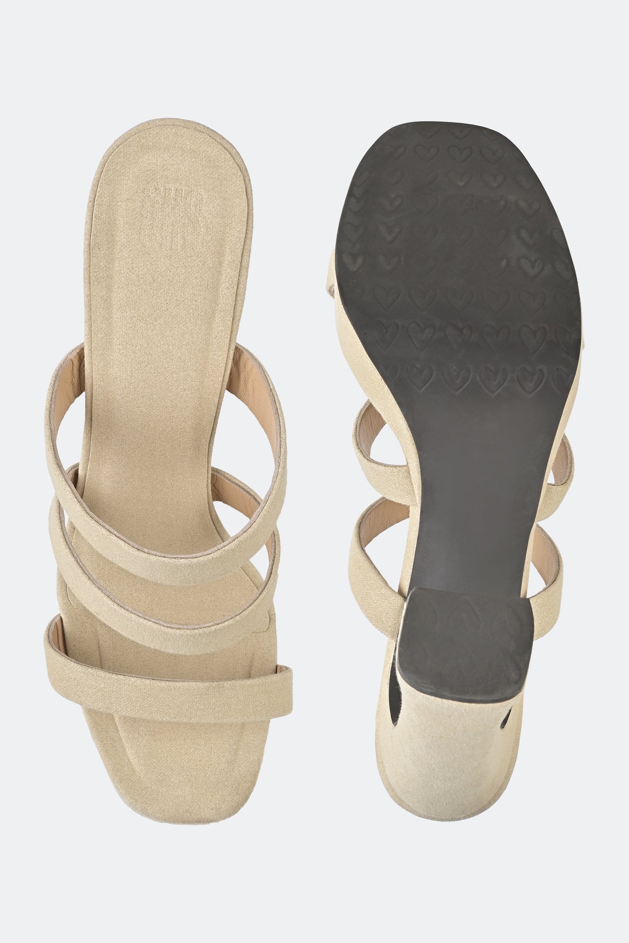 Vegan Nude Suede Three Strap Platforms
