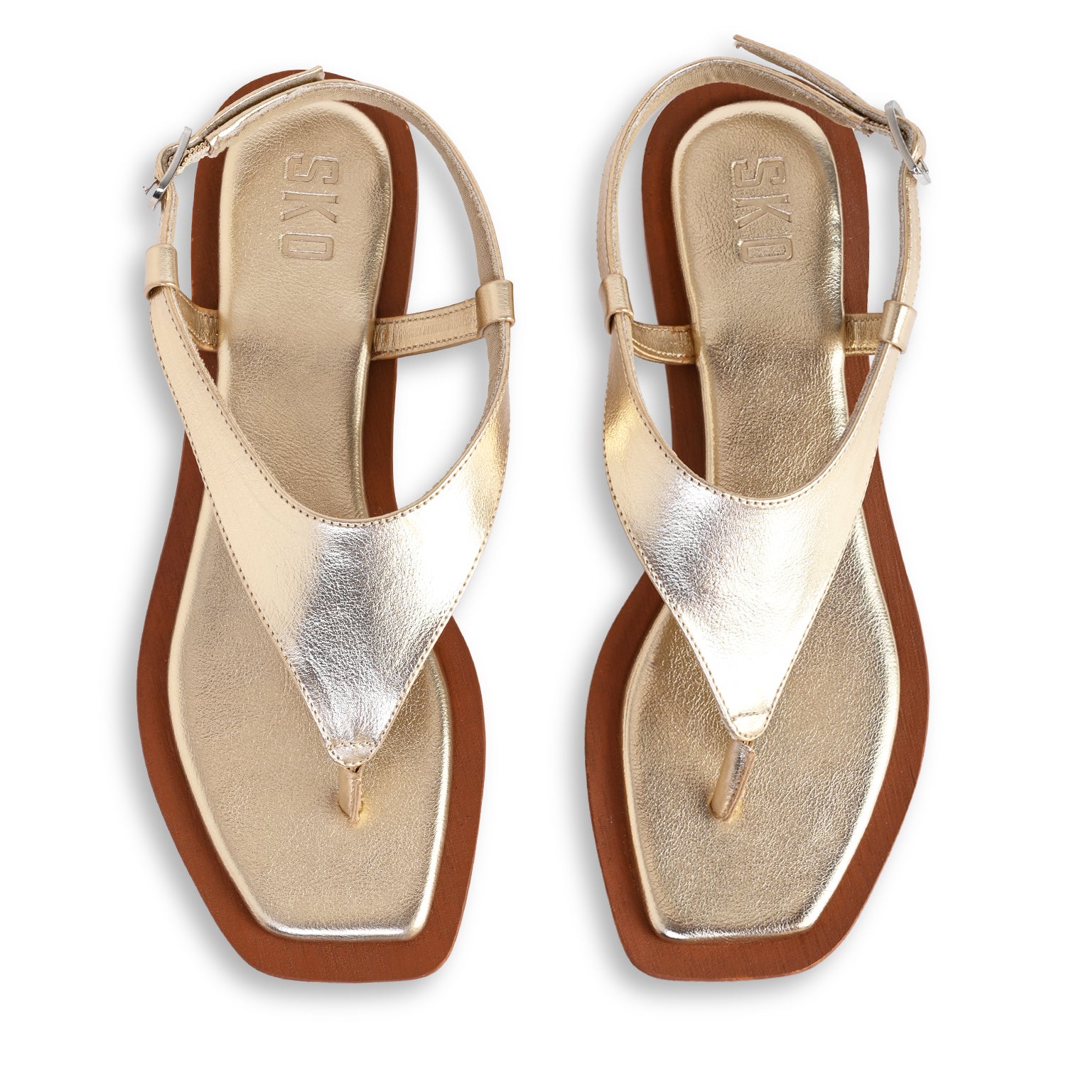 Lecce Gold Flat Sandals For Women