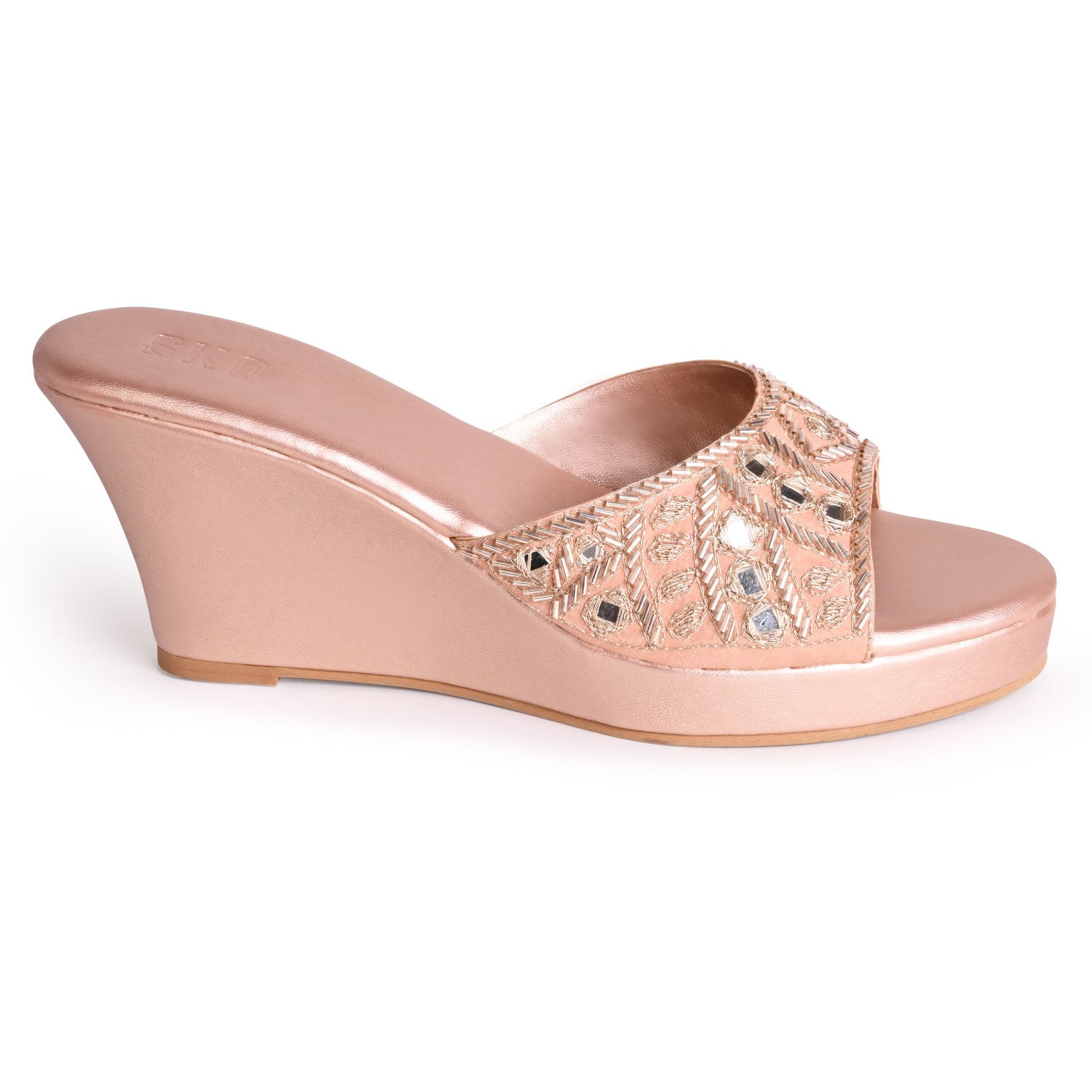 Aayna Rose Gold Wedges For Women